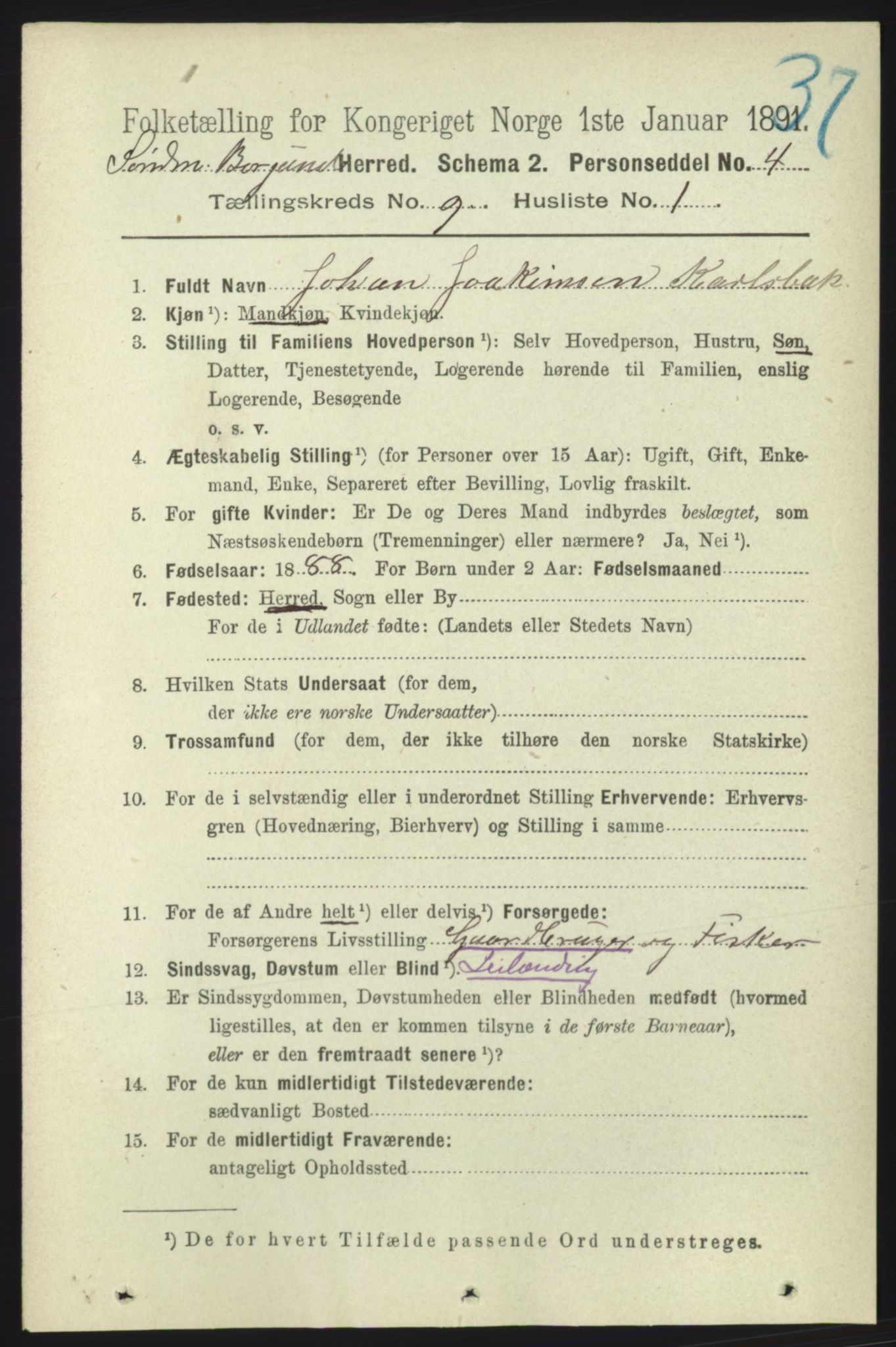 RA, 1891 census for 1531 Borgund, 1891, p. 2275