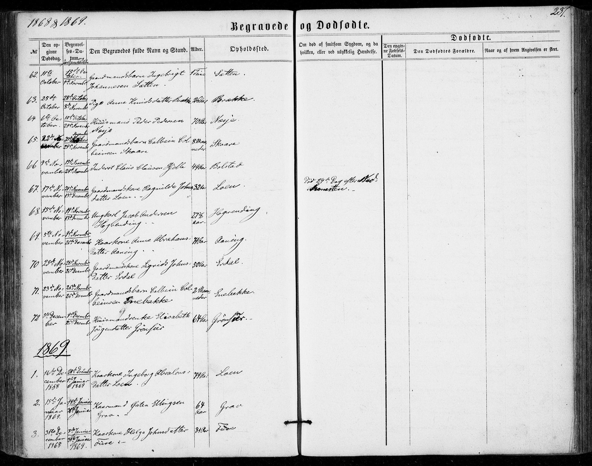 Stryn Sokneprestembete, SAB/A-82501: Parish register (official) no. A 3, 1862-1877, p. 237