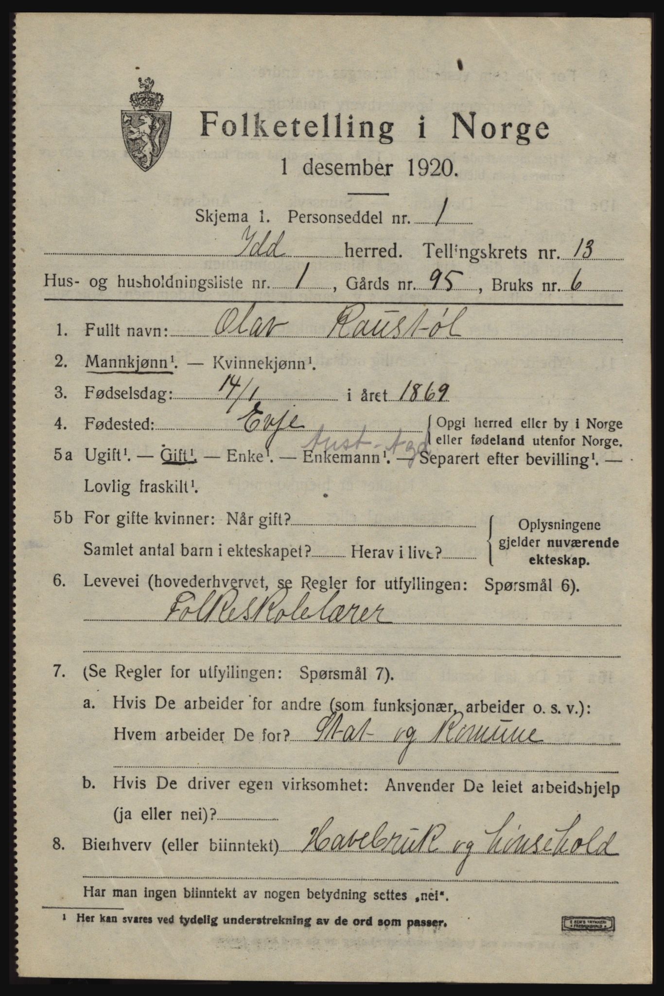 SAO, 1920 census for Idd, 1920, p. 12591