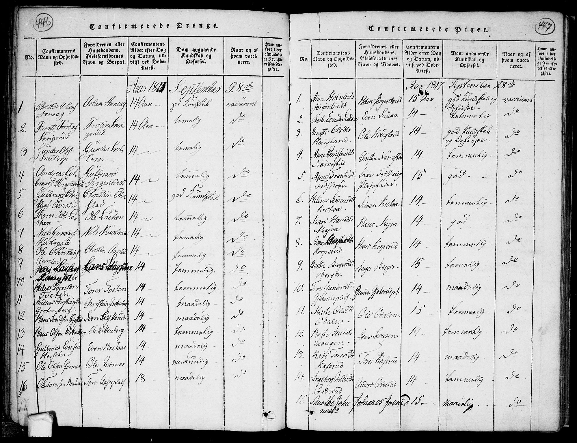Trøgstad prestekontor Kirkebøker, SAO/A-10925/F/Fa/L0006: Parish register (official) no. I 6, 1815-1844, p. 446-447