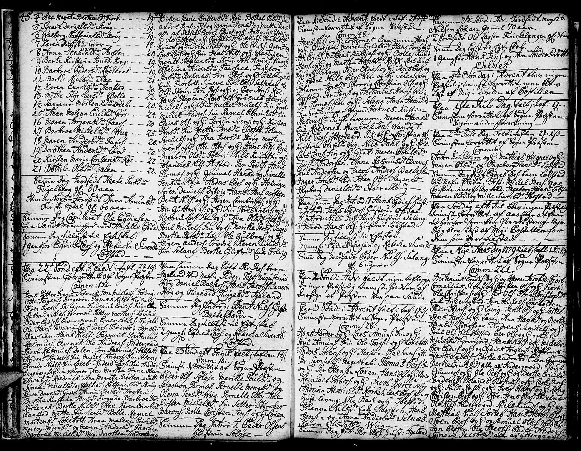 Ibestad sokneprestembete, SATØ/S-0077/H/Ha/Hab/L0001klokker: Parish register (copy) no. 1, 1776-1808, p. 45-46