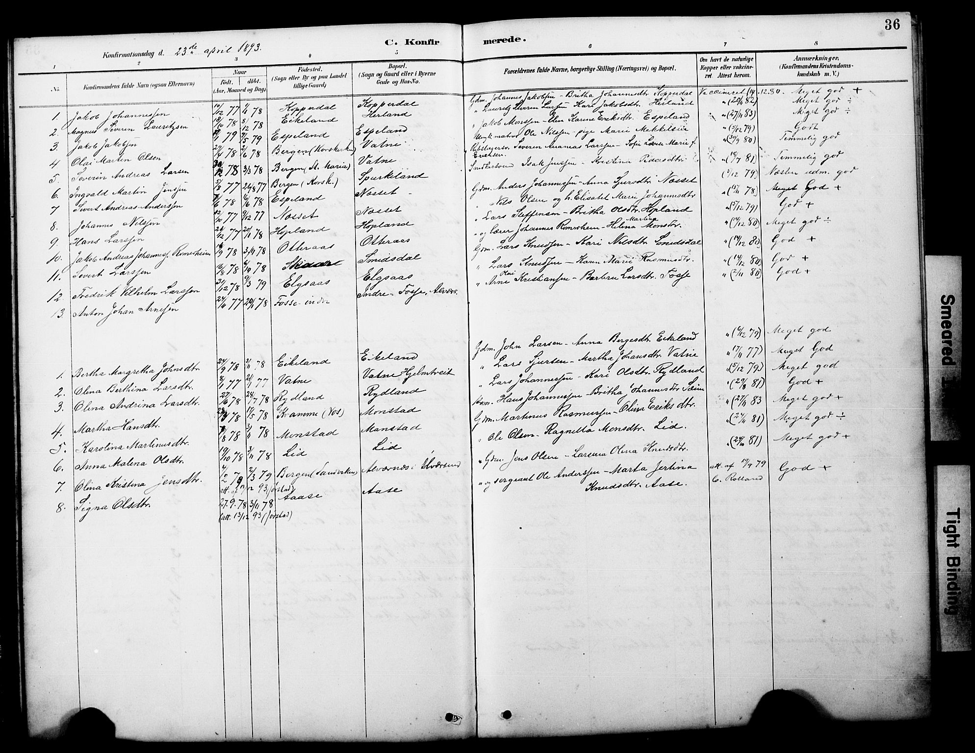 Alversund Sokneprestembete, AV/SAB-A-73901/H/Ha/Hab: Parish register (copy) no. D 3, 1890-1908, p. 36