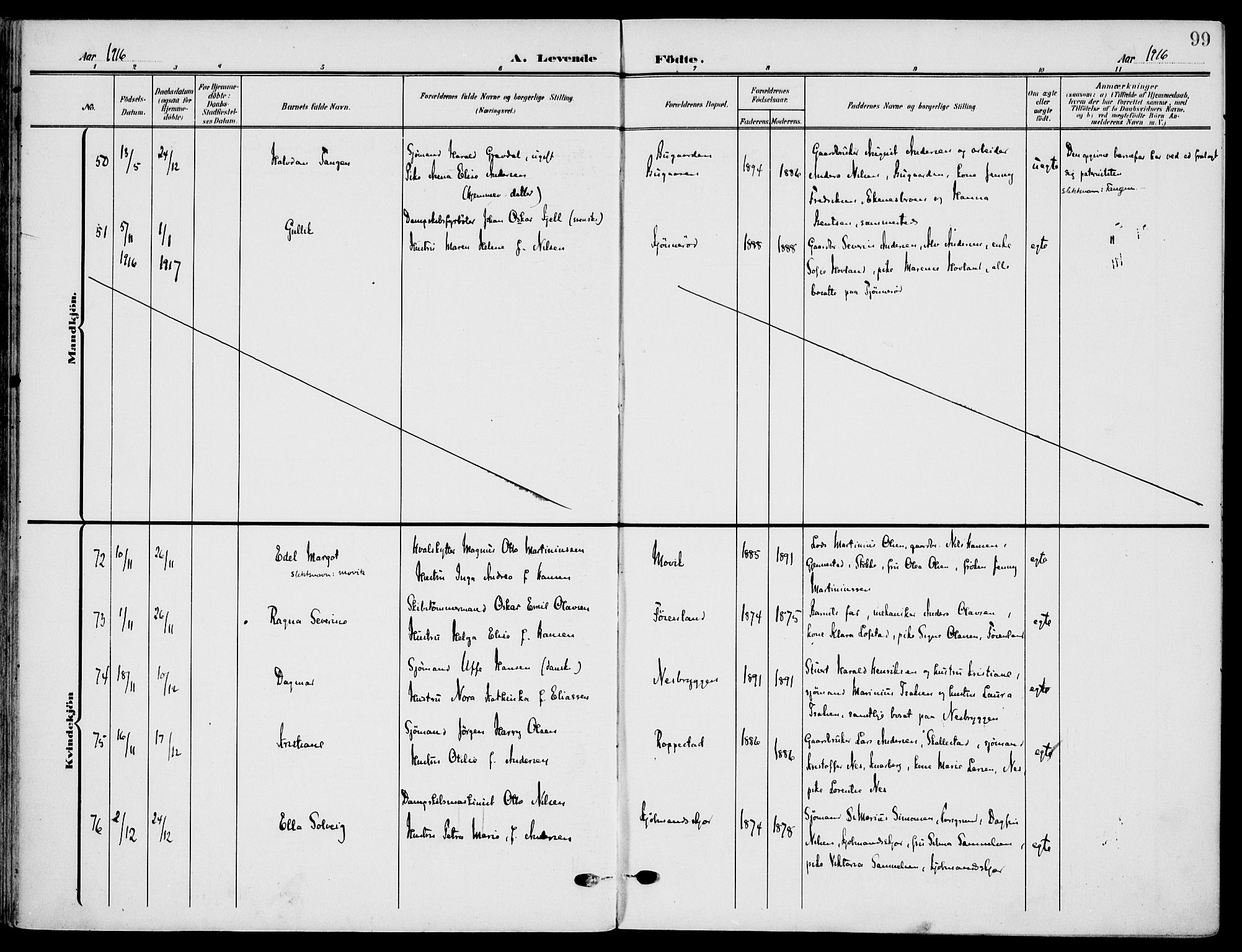 Nøtterøy kirkebøker, AV/SAKO-A-354/F/Fa/L0010: Parish register (official) no. I 10, 1908-1919, p. 99