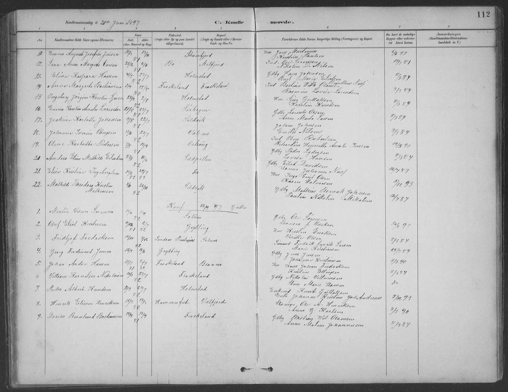 Ministerialprotokoller, klokkerbøker og fødselsregistre - Nordland, AV/SAT-A-1459/890/L1290: Parish register (copy) no. 890C01, 1882-1911, p. 112