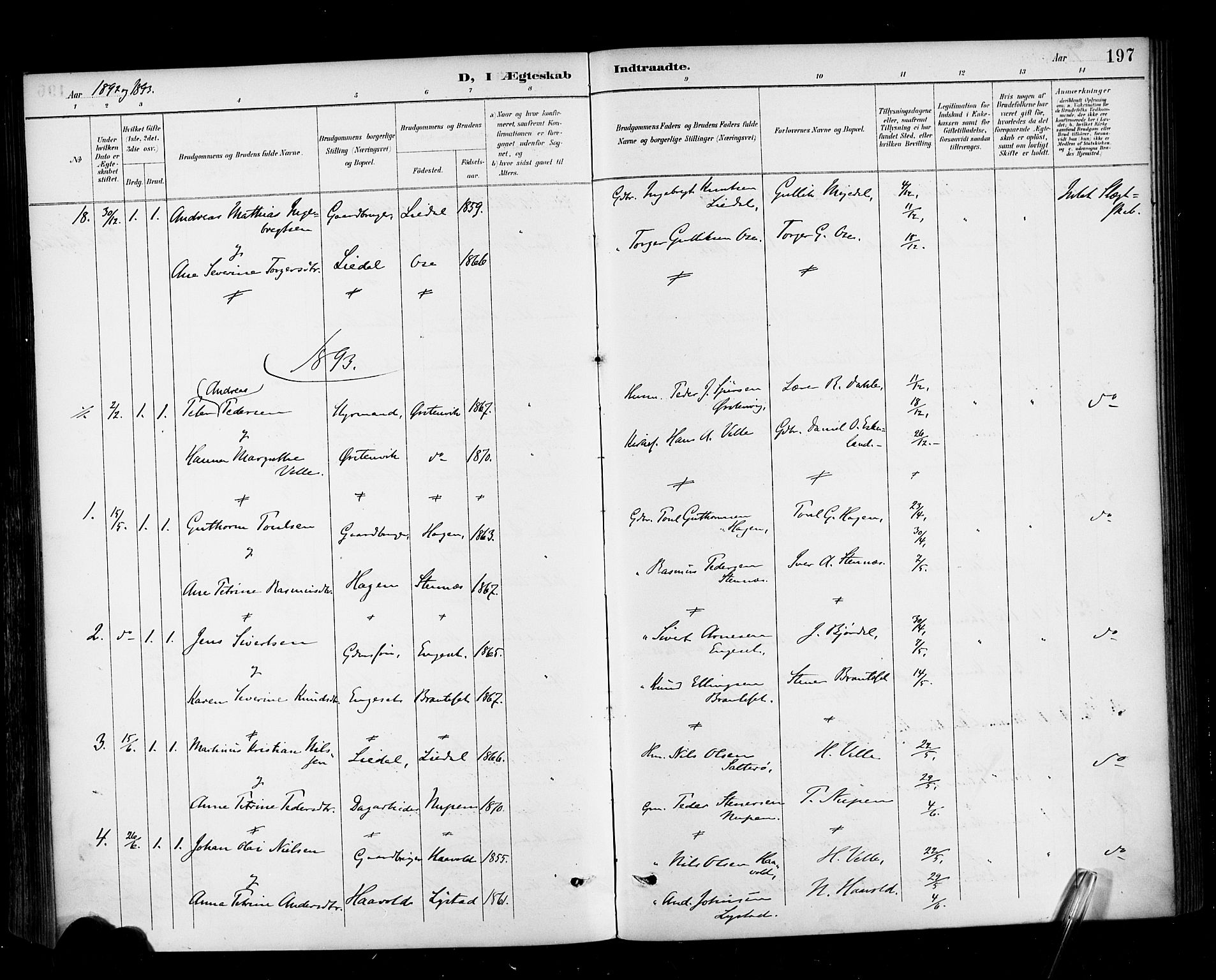 Ministerialprotokoller, klokkerbøker og fødselsregistre - Møre og Romsdal, AV/SAT-A-1454/513/L0177: Parish register (official) no. 513A04, 1890-1906, p. 197