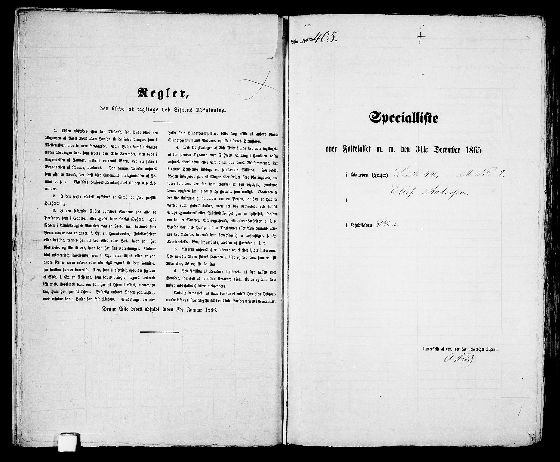 RA, 1865 census for Skien, 1865, p. 835