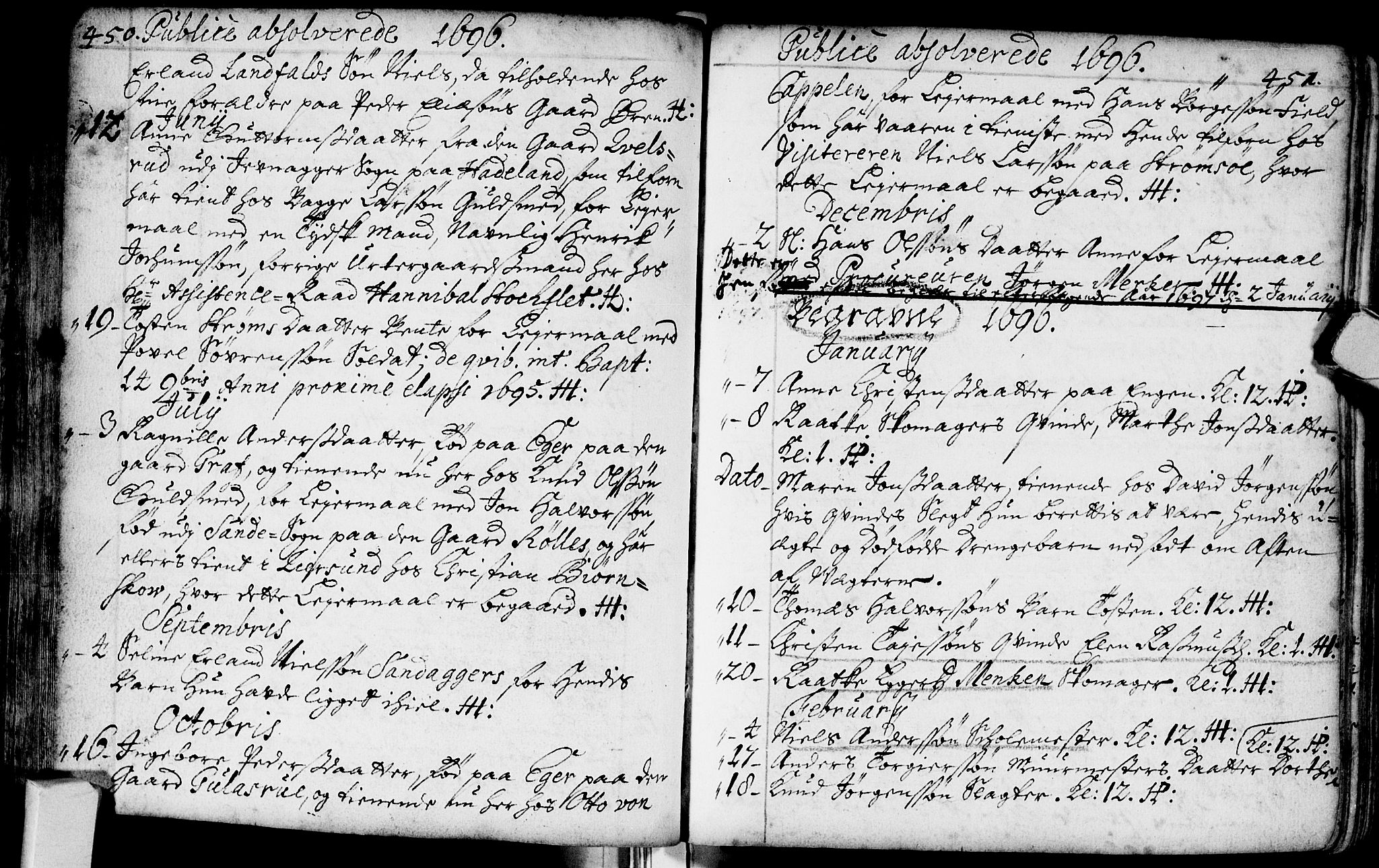 Bragernes kirkebøker, AV/SAKO-A-6/F/Fa/L0002: Parish register (official) no. I 2, 1680-1705, p. 450-451