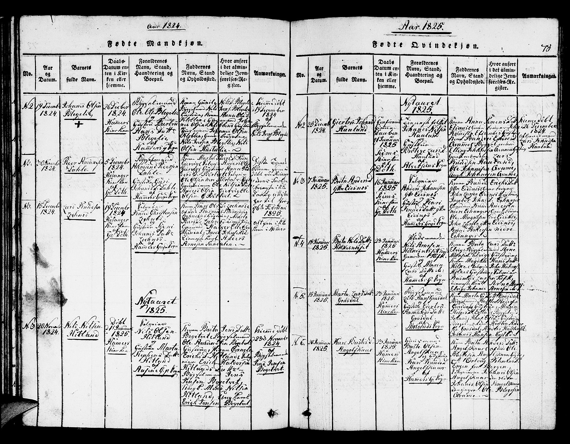 Hamre sokneprestembete, SAB/A-75501/H/Ha/Hab: Parish register (copy) no. A 1, 1816-1826, p. 78