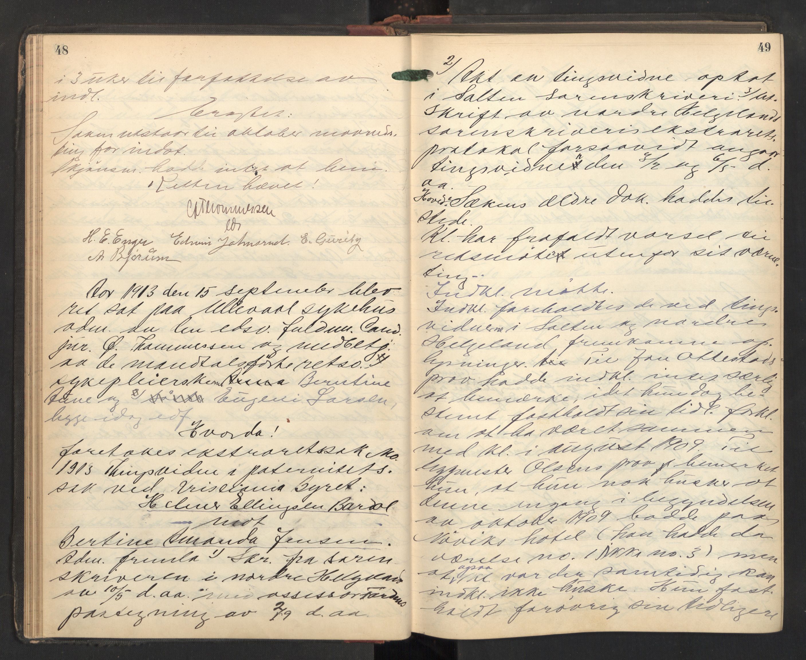 Aker sorenskriveri, AV/SAO-A-10895/F/Fc/Fcb/L0078: Ekstrarettsprotokoll, 1913-1915, p. 48-49