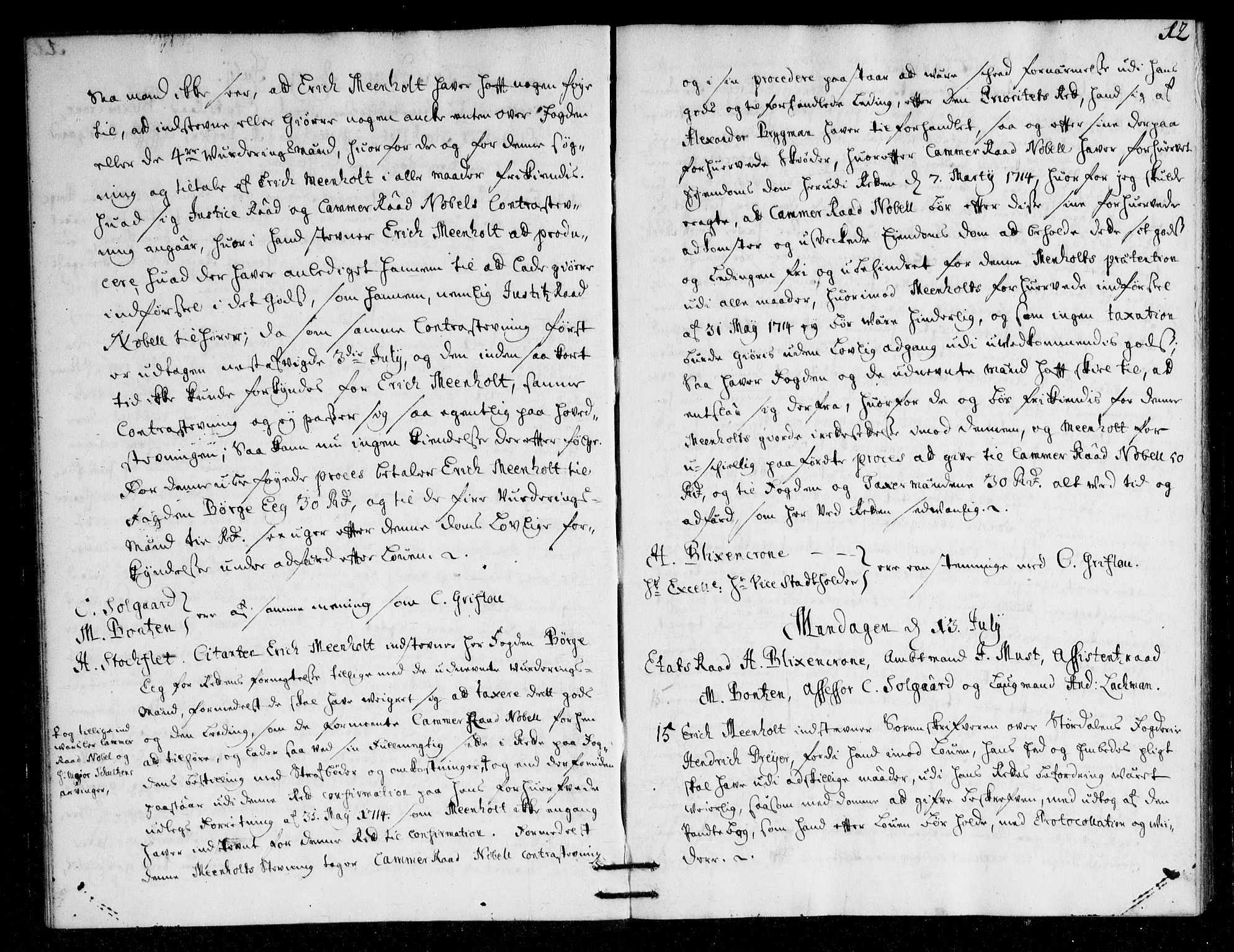 Overhoffretten 1667-1797, AV/RA-EA-2884/Ac/L0151: Voteringsprotokoll, 1716, p. 11b-12a