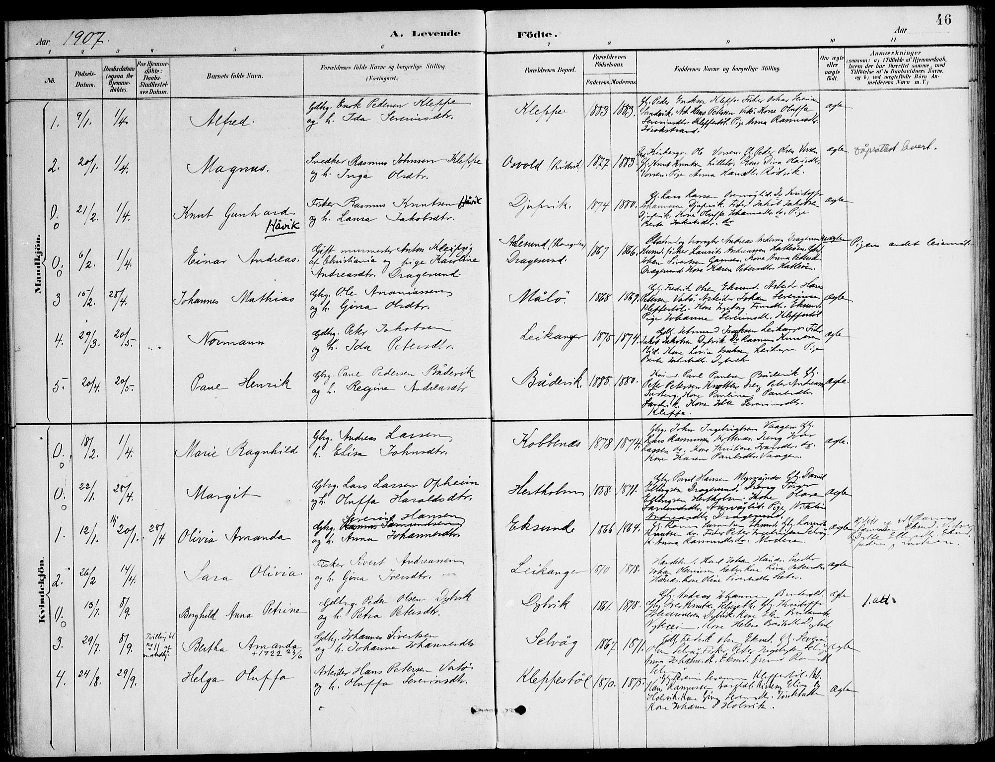 Ministerialprotokoller, klokkerbøker og fødselsregistre - Møre og Romsdal, AV/SAT-A-1454/508/L0095: Parish register (official) no. 508A02, 1887-1920, p. 46