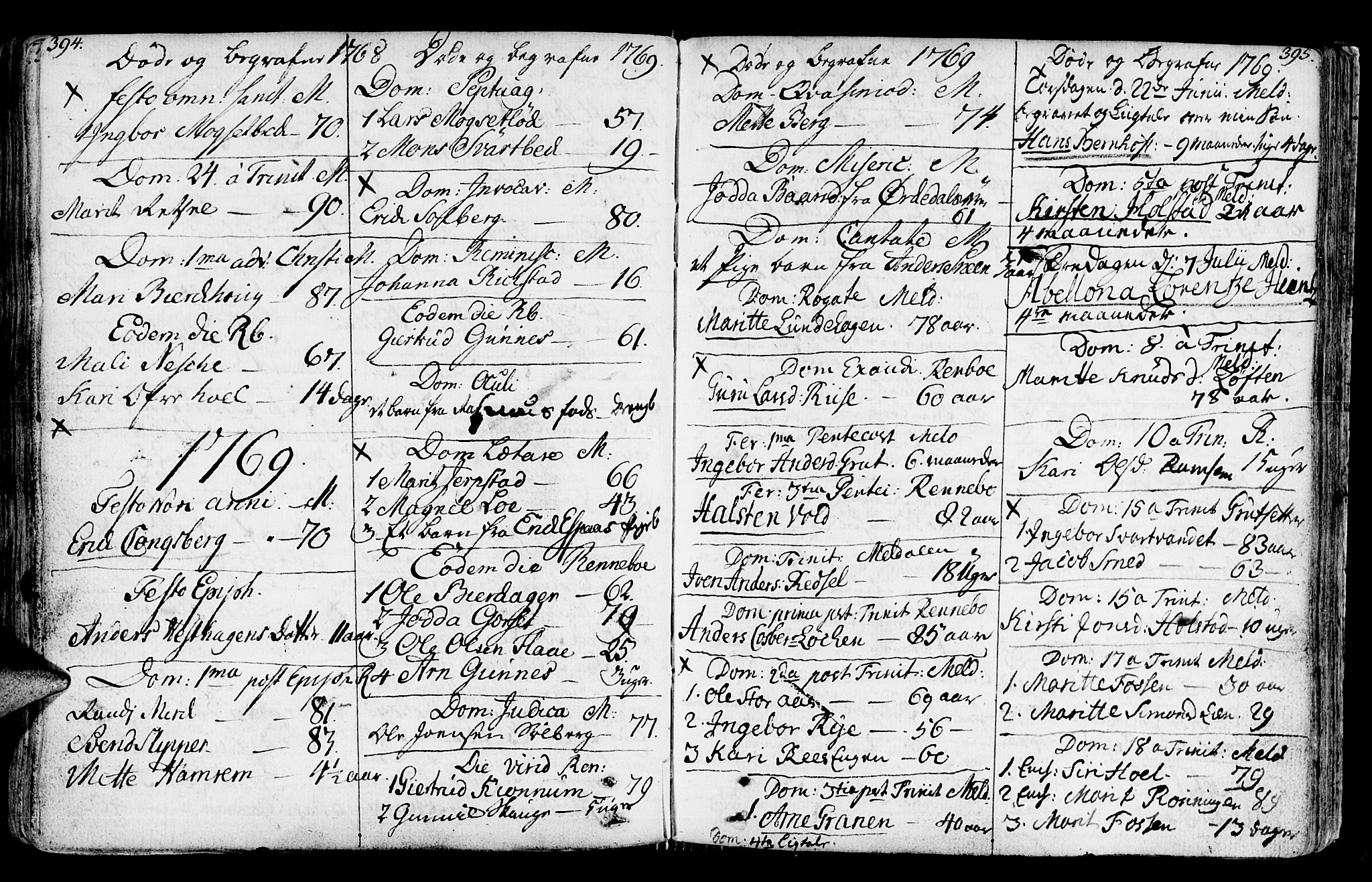 Ministerialprotokoller, klokkerbøker og fødselsregistre - Sør-Trøndelag, SAT/A-1456/672/L0851: Parish register (official) no. 672A04, 1751-1775, p. 394-395