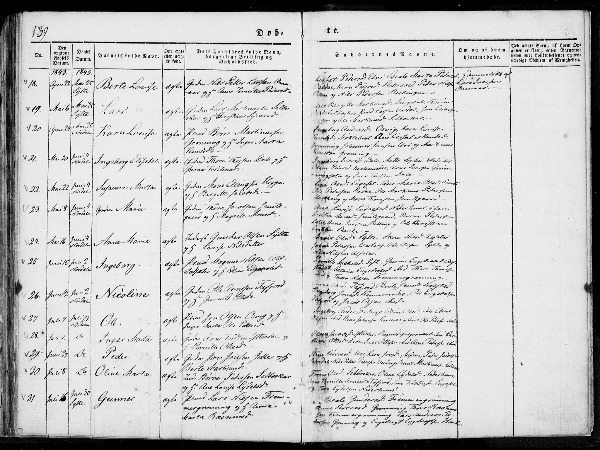 Ministerialprotokoller, klokkerbøker og fødselsregistre - Møre og Romsdal, SAT/A-1454/519/L0247: Parish register (official) no. 519A06, 1827-1846, p. 139