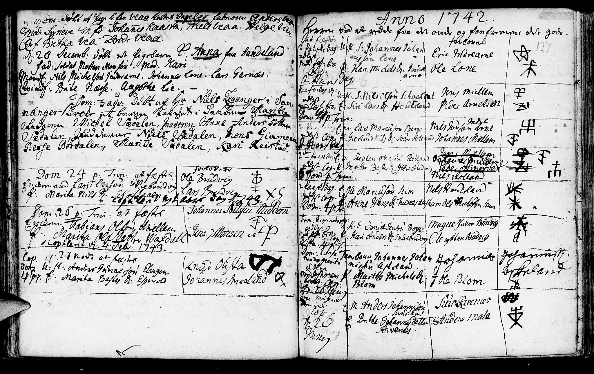 Haus sokneprestembete, SAB/A-75601/H/Haa: Parish register (official) no. A 5, 1733-1747, p. 127