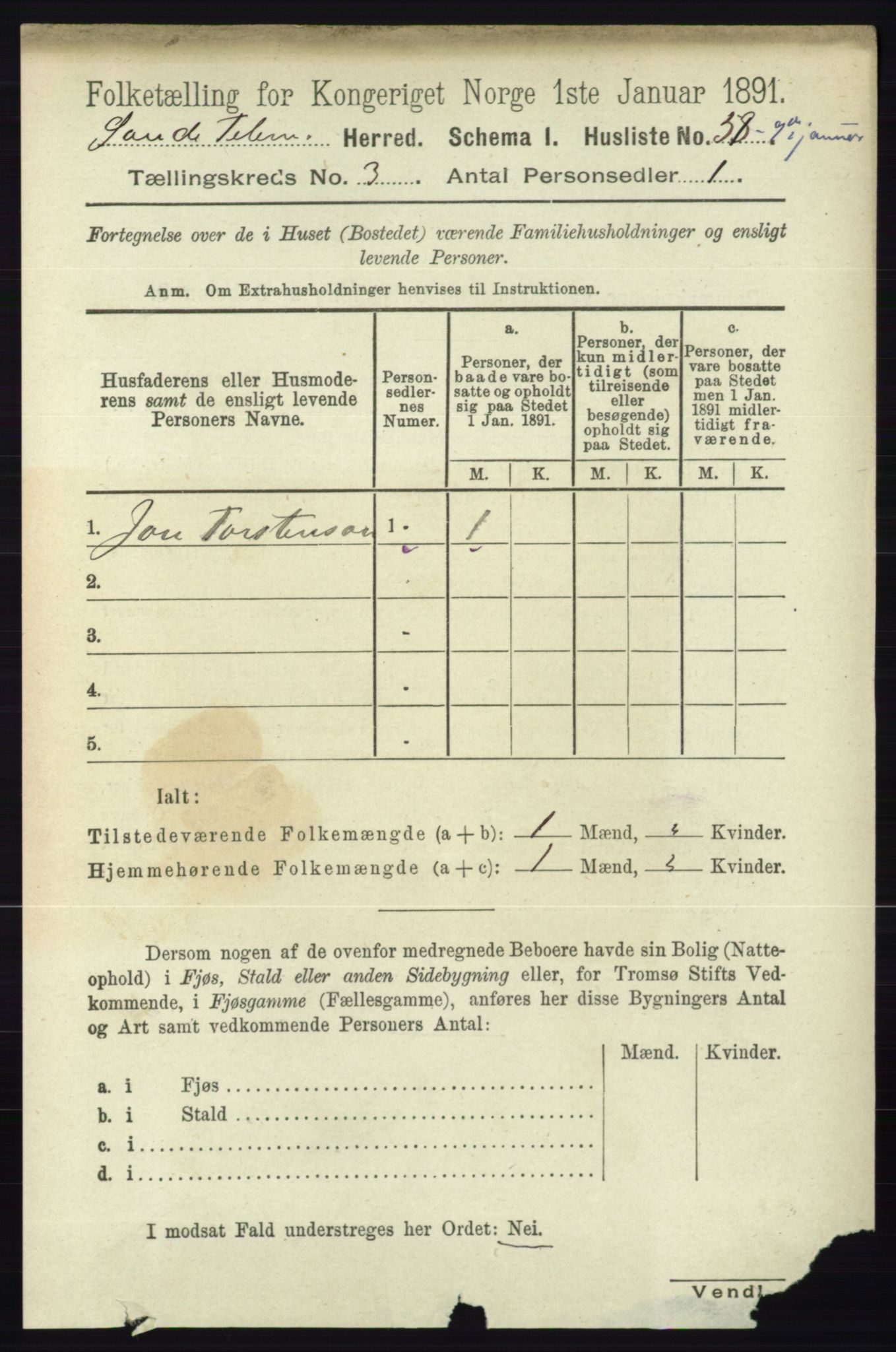 RA, 1891 census for 0822 Sauherad, 1891, p. 728