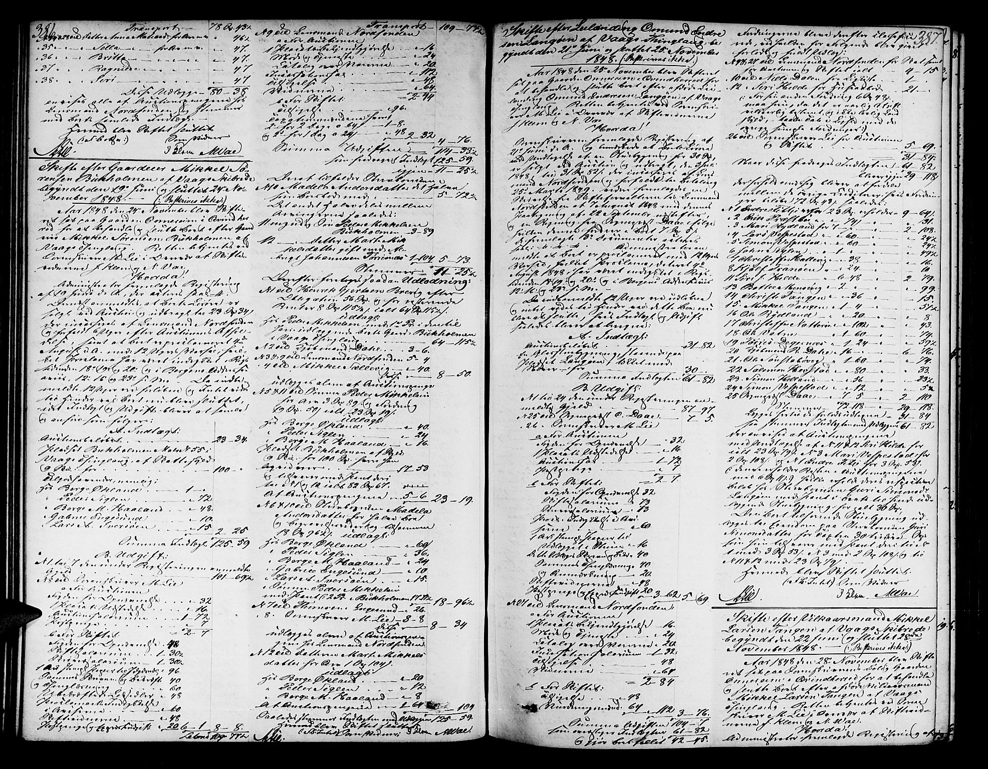 Sunnhordland sorenskrivar, AV/SAB-A-2401/1/H/Ha/Had/L0006: Skifteprotokollar. Føyen, Fjære og Våg. Register i protokoll., 1844-1853, p. 386-387