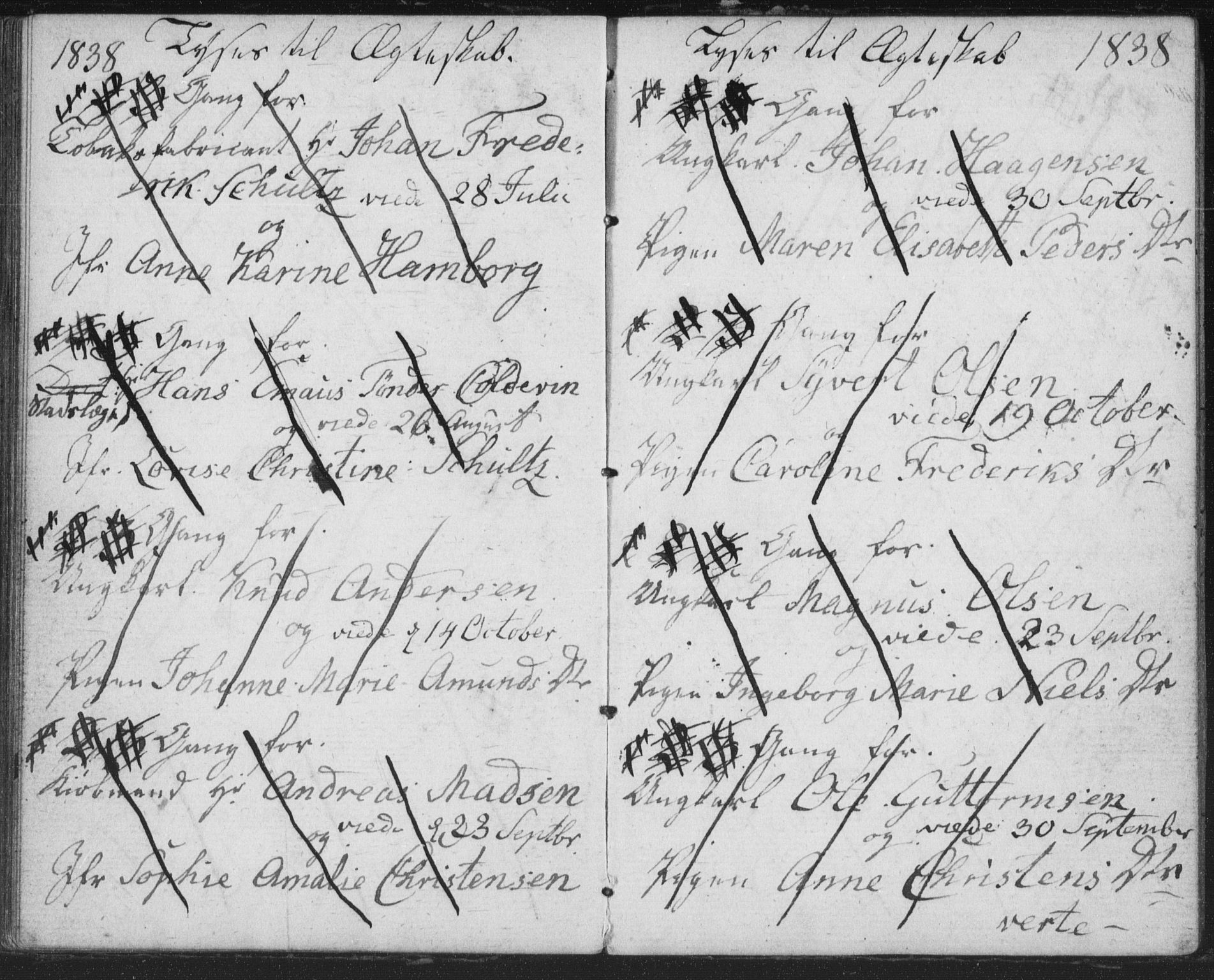 Bragernes kirkebøker, AV/SAKO-A-6/H/Ha/L0002: Banns register no. 2, 1832-1846