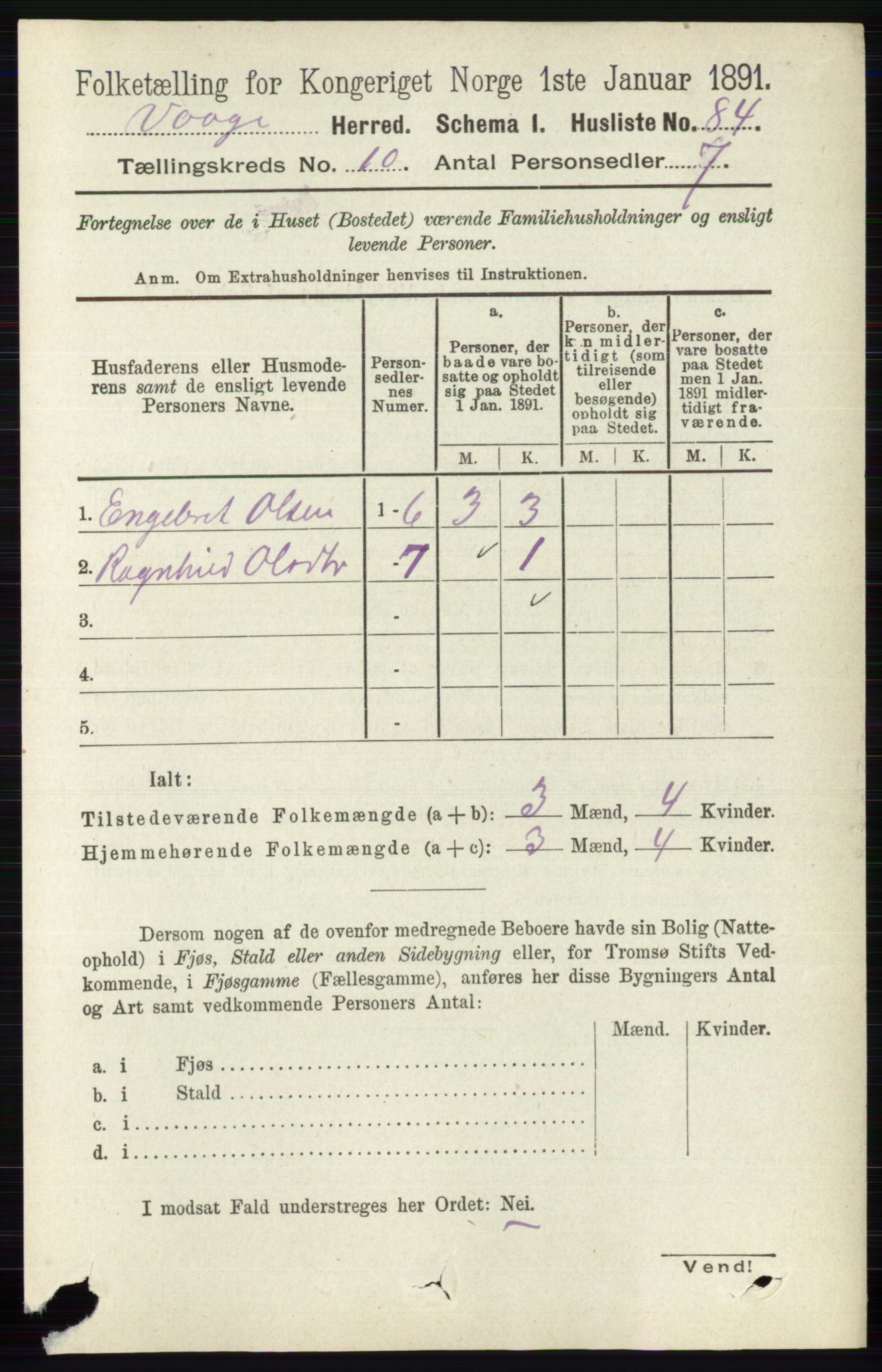 RA, 1891 census for 0515 Vågå, 1891, p. 6214