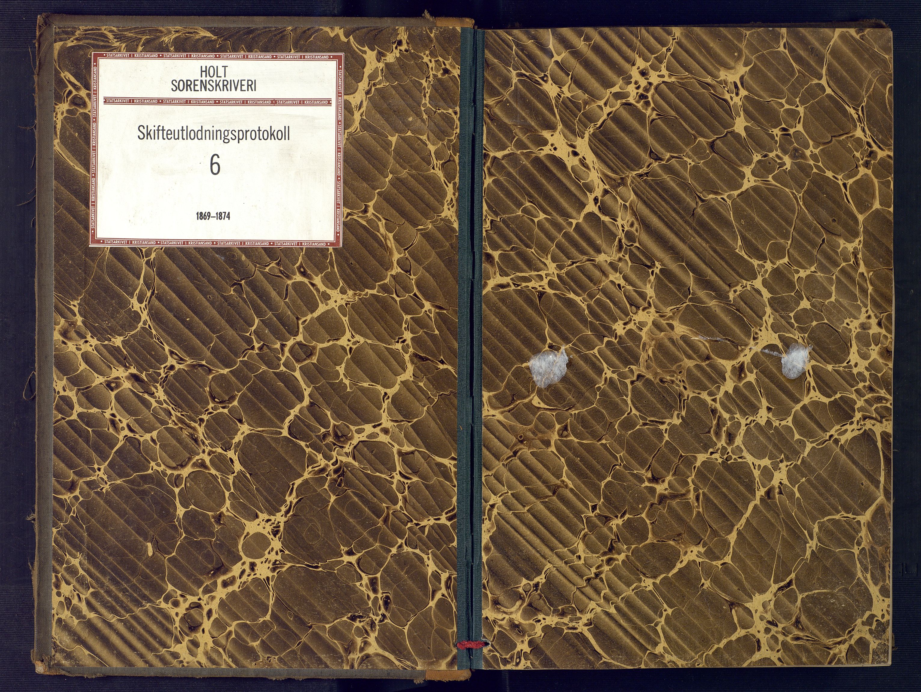 Holt sorenskriveri, AV/SAK-1221-0002/H/Hc/L0031: Skifteutlodningsprotokoll nr. 6, 1869-1874