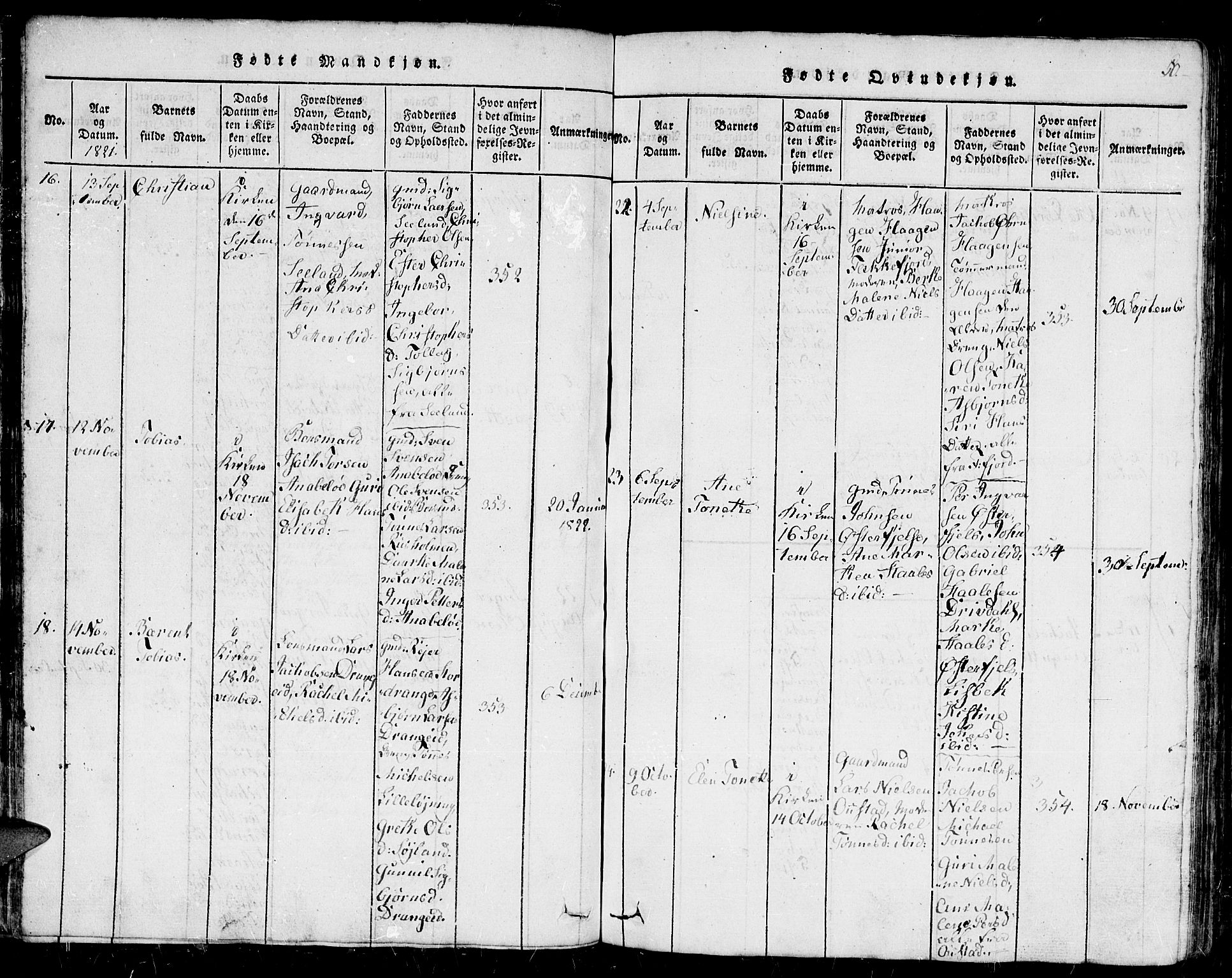 Flekkefjord sokneprestkontor, AV/SAK-1111-0012/F/Fb/Fbc/L0003: Parish register (copy) no. B 3, 1815-1826, p. 50