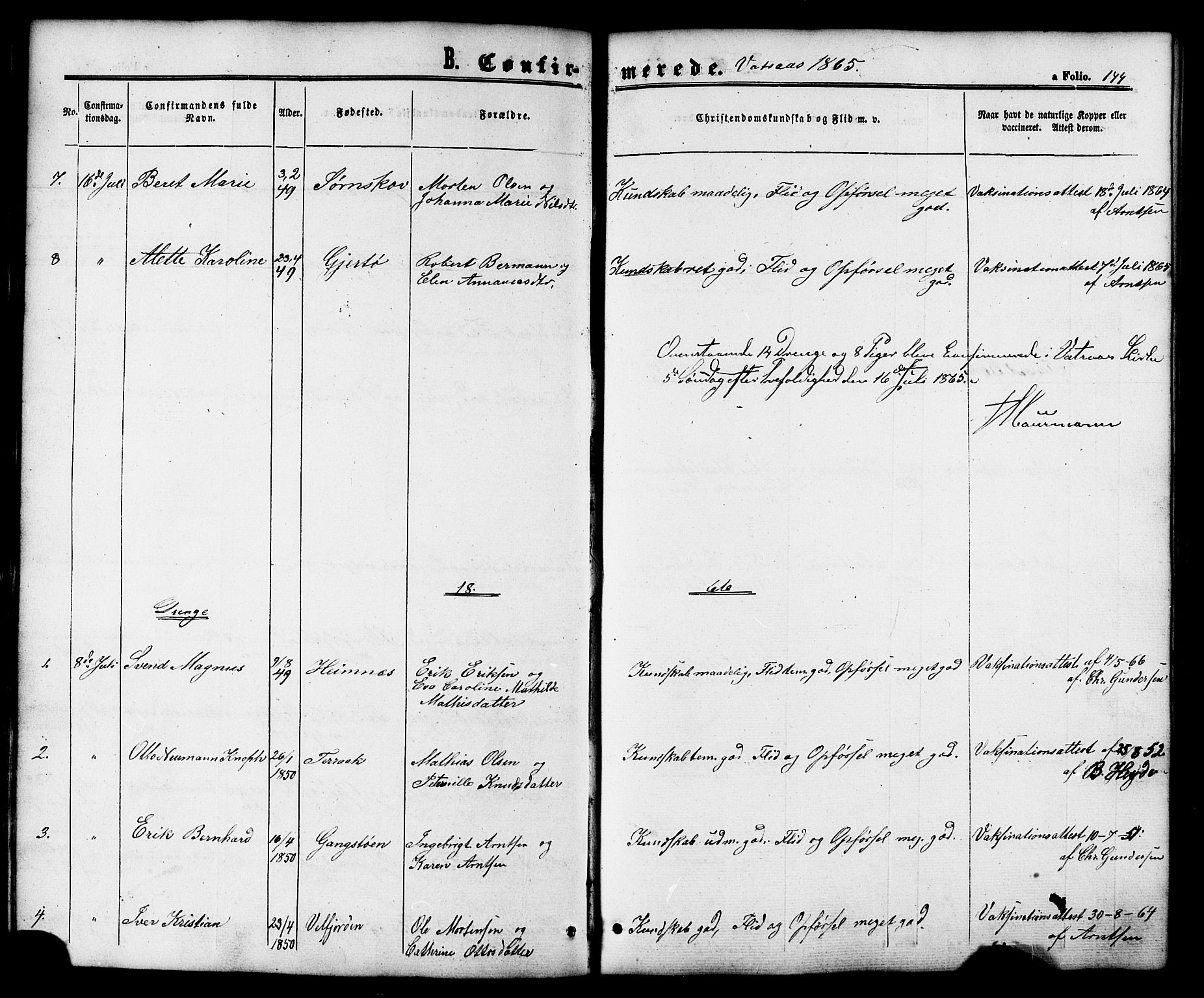 Ministerialprotokoller, klokkerbøker og fødselsregistre - Nordland, SAT/A-1459/810/L0146: Parish register (official) no. 810A08 /1, 1862-1874, p. 144