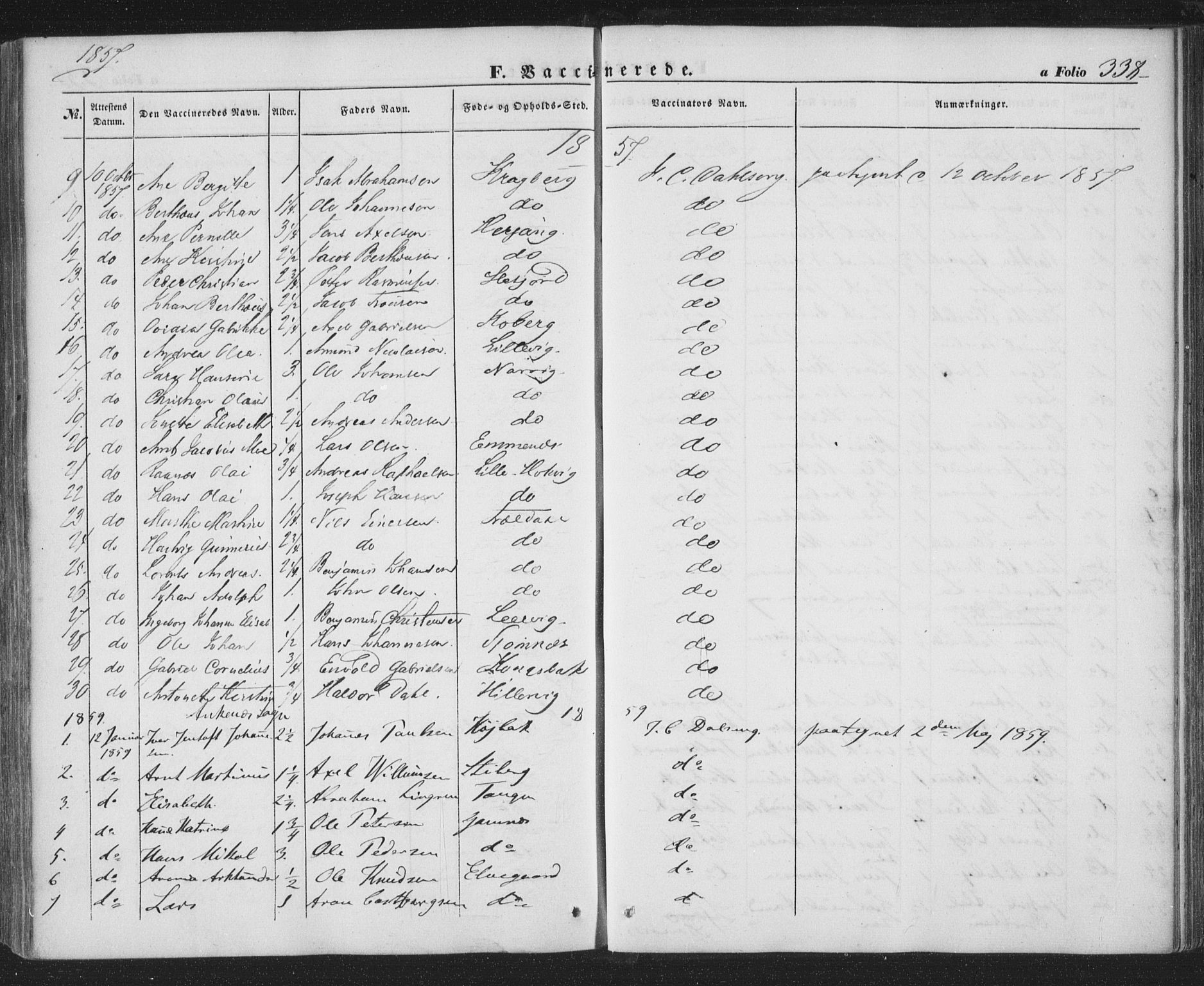 Ministerialprotokoller, klokkerbøker og fødselsregistre - Nordland, SAT/A-1459/863/L0895: Parish register (official) no. 863A07, 1851-1860, p. 338