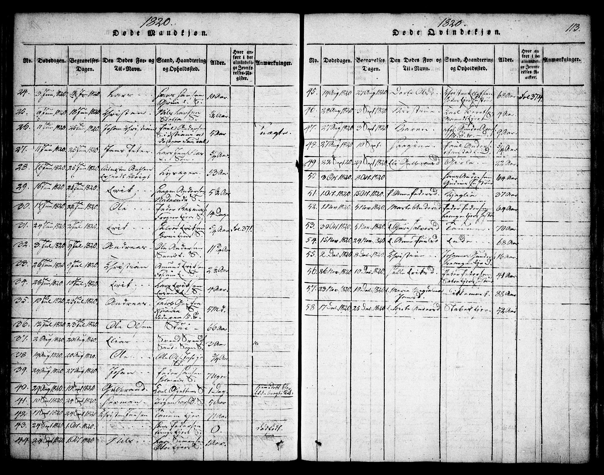 Asker prestekontor Kirkebøker, SAO/A-10256a/F/Fa/L0006: Parish register (official) no. I 6, 1814-1824, p. 113