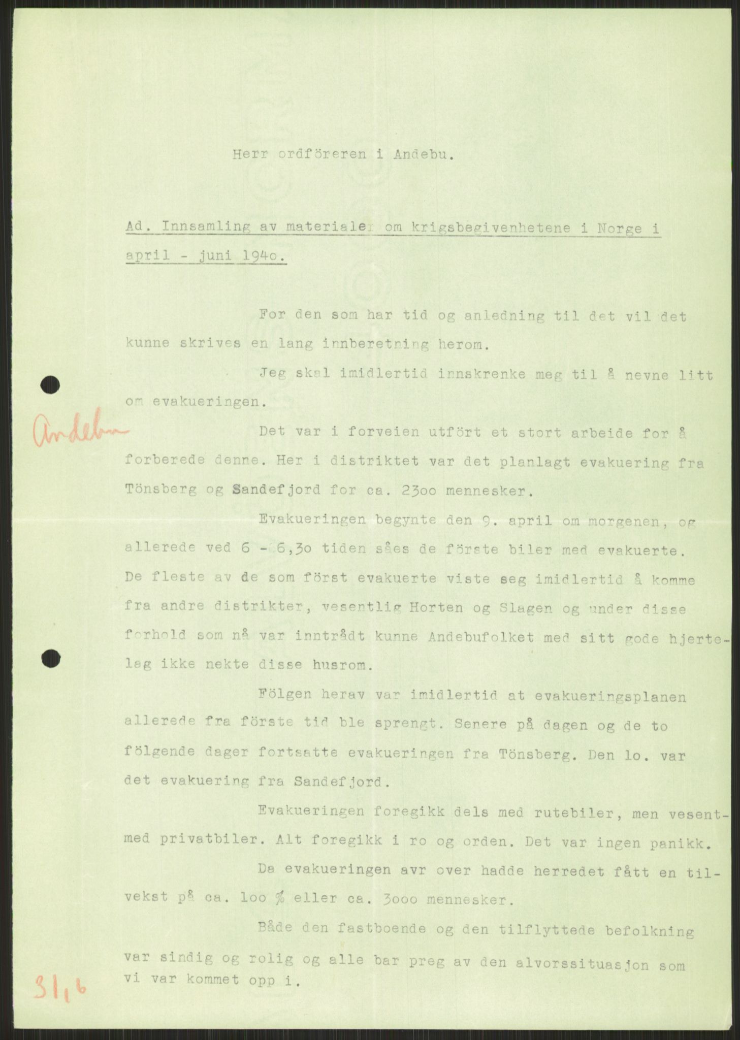 Forsvaret, Forsvarets krigshistoriske avdeling, AV/RA-RAFA-2017/Y/Ya/L0014: II-C-11-31 - Fylkesmenn.  Rapporter om krigsbegivenhetene 1940., 1940, p. 510