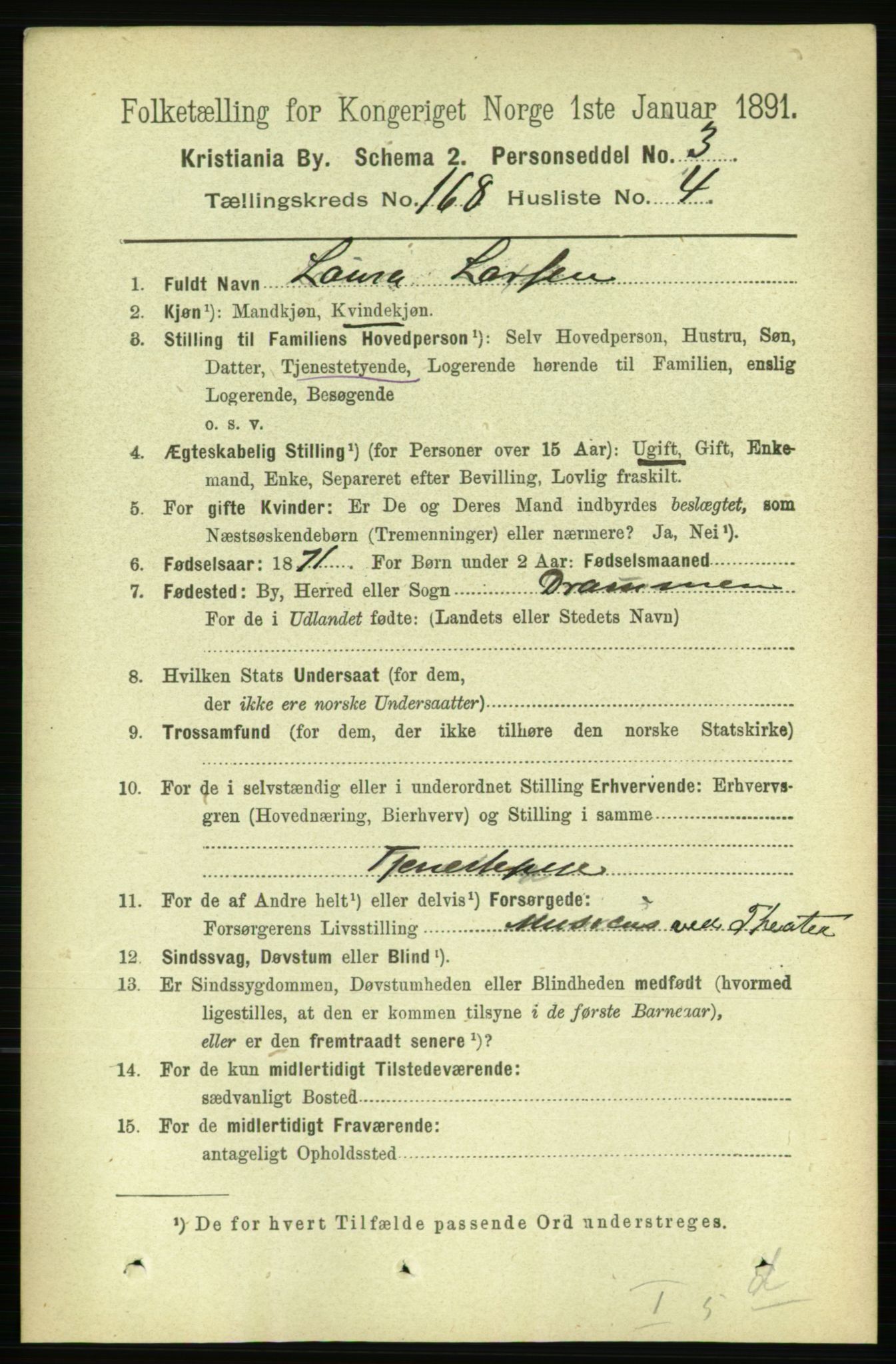 RA, 1891 census for 0301 Kristiania, 1891, p. 98172
