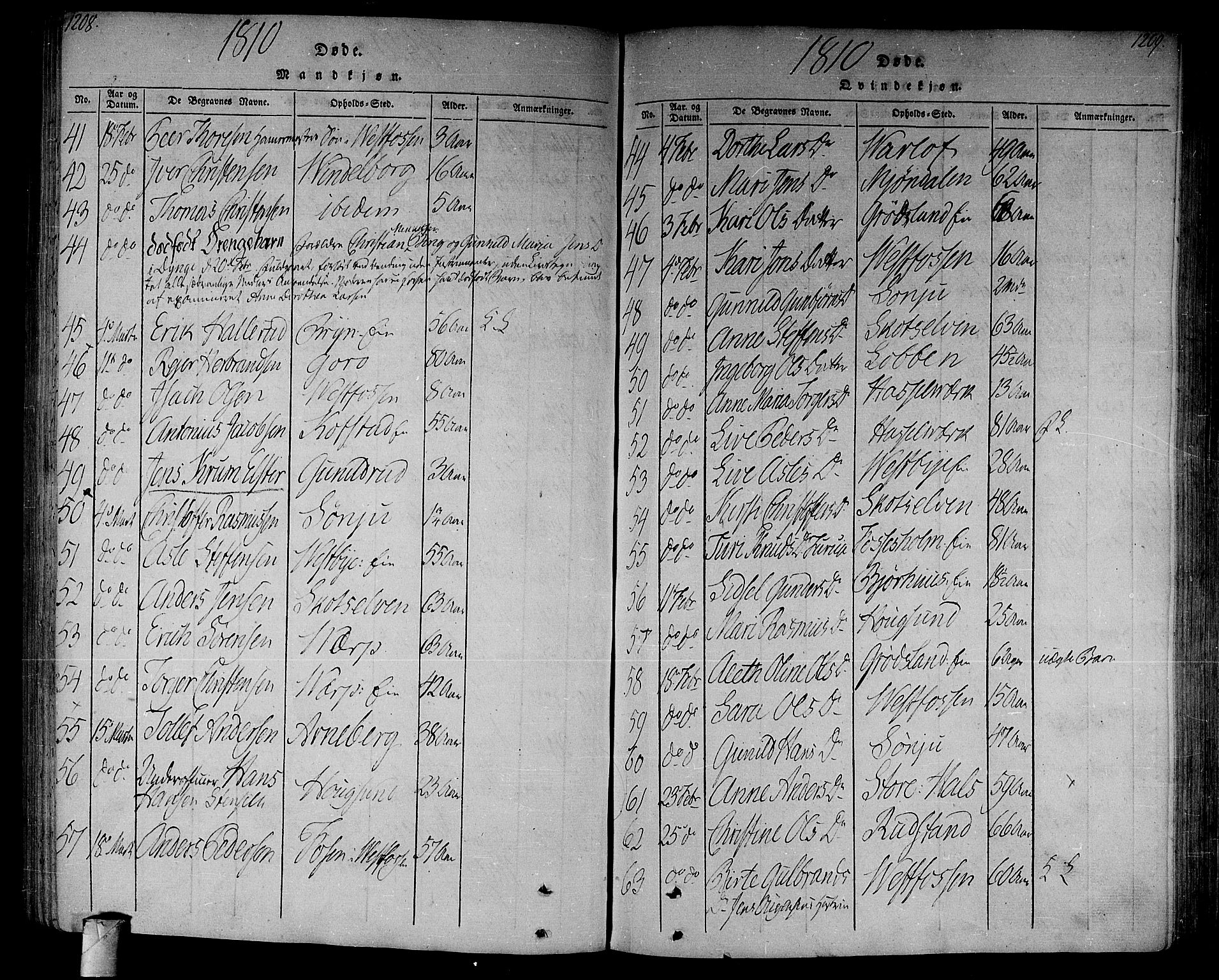 Eiker kirkebøker, AV/SAKO-A-4/F/Fa/L0010: Parish register (official) no. I 10, 1806-1815, p. 1208-1209