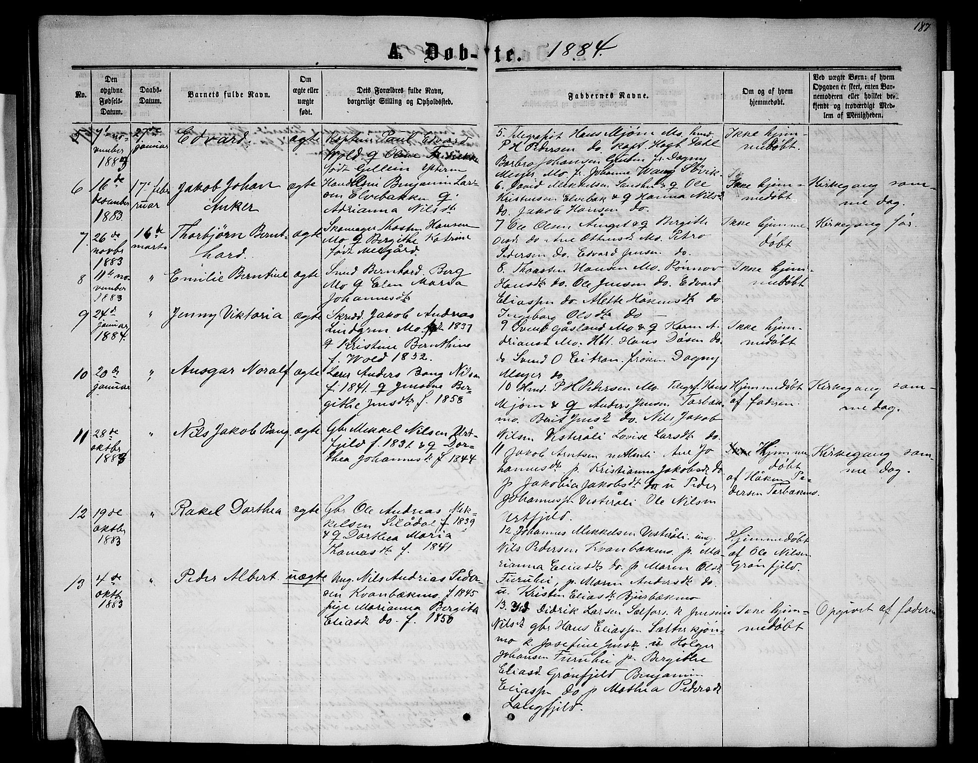 Ministerialprotokoller, klokkerbøker og fødselsregistre - Nordland, SAT/A-1459/827/L0415: Parish register (copy) no. 827C04, 1864-1886, p. 187
