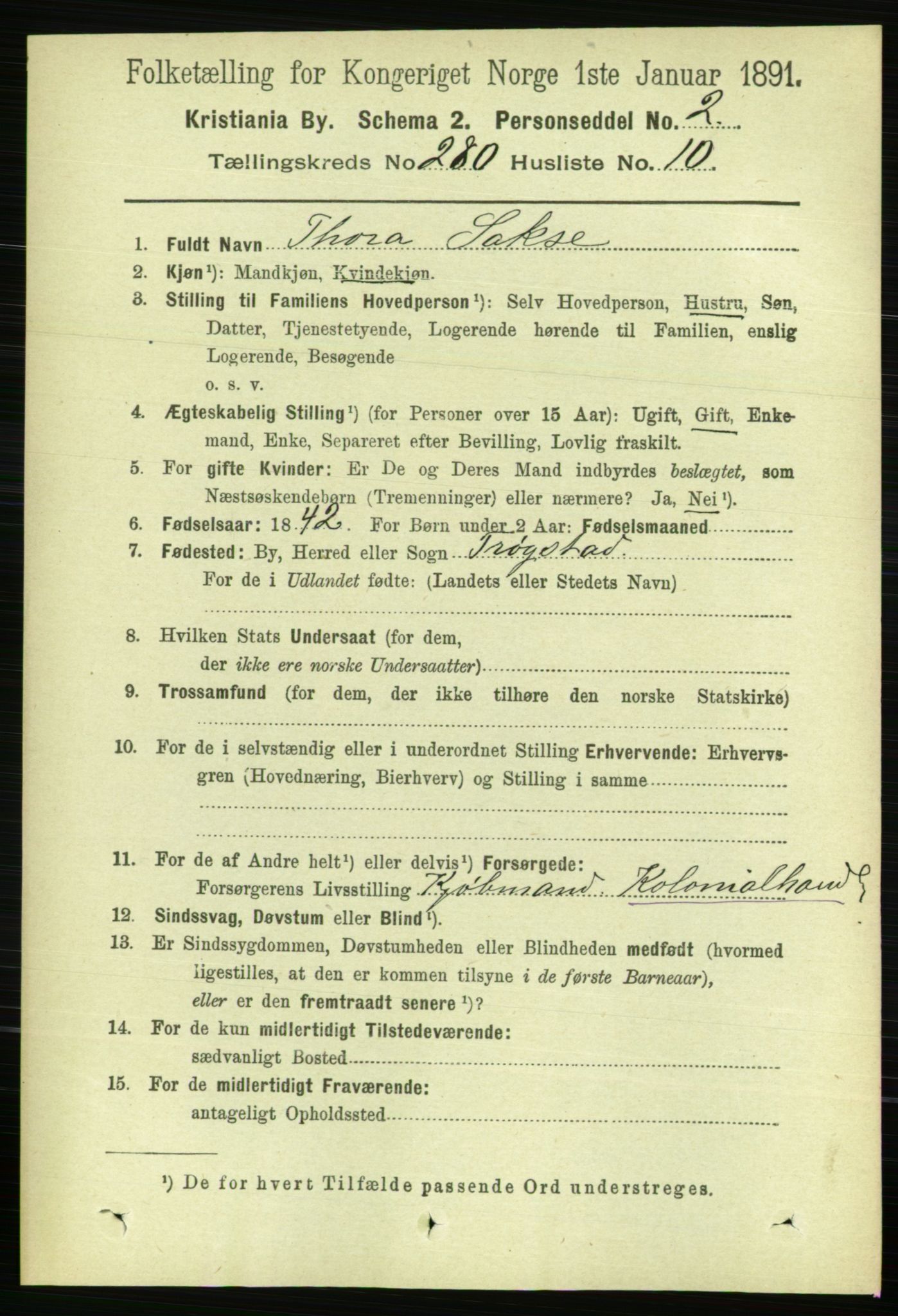 RA, 1891 census for 0301 Kristiania, 1891, p. 170335