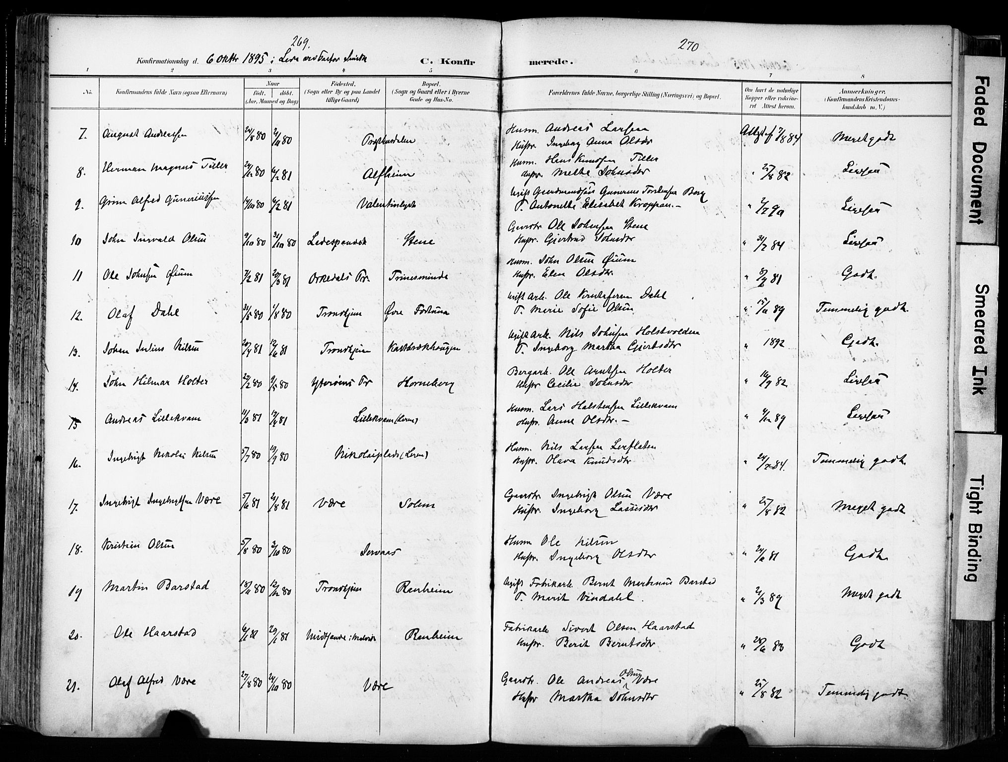 Ministerialprotokoller, klokkerbøker og fødselsregistre - Sør-Trøndelag, SAT/A-1456/606/L0301: Parish register (official) no. 606A16, 1894-1907, p. 269-270