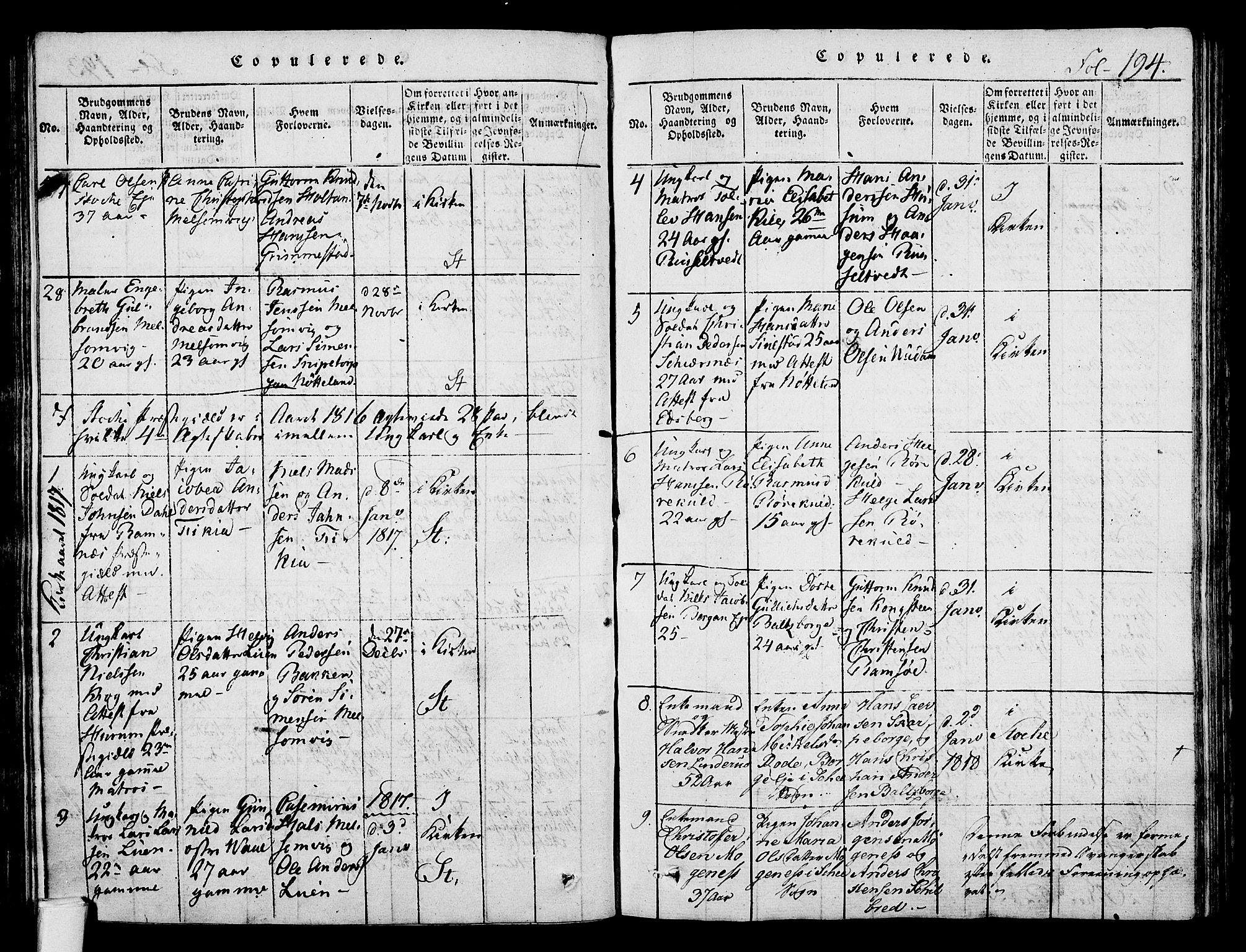 Stokke kirkebøker, AV/SAKO-A-320/F/Fa/L0005: Parish register (official) no. I 5, 1815-1826, p. 194