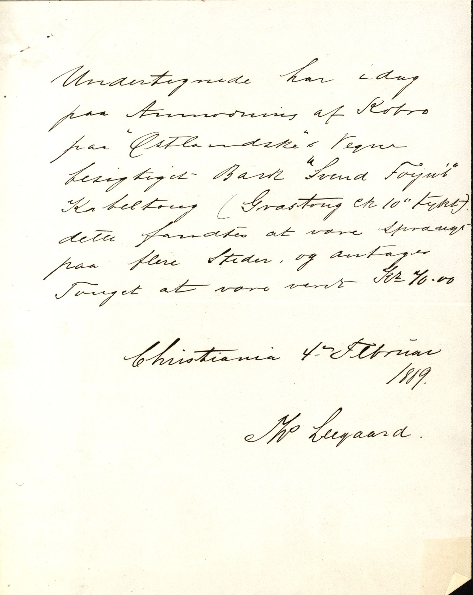 Pa 63 - Østlandske skibsassuranceforening, VEMU/A-1079/G/Ga/L0022/0009: Havaridokumenter / Svend Føyn, Sylvia, Særimner, Magna av Fredrikstad, 1888, p. 8