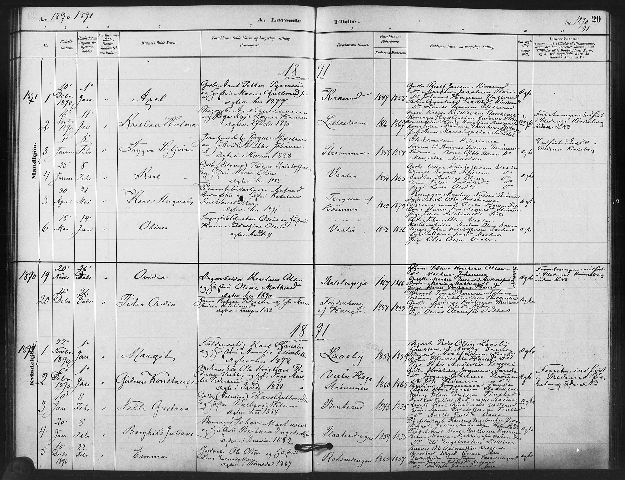 Skedsmo prestekontor Kirkebøker, AV/SAO-A-10033a/F/Fb/L0001: Parish register (official) no. II 1, 1883-1901, p. 29