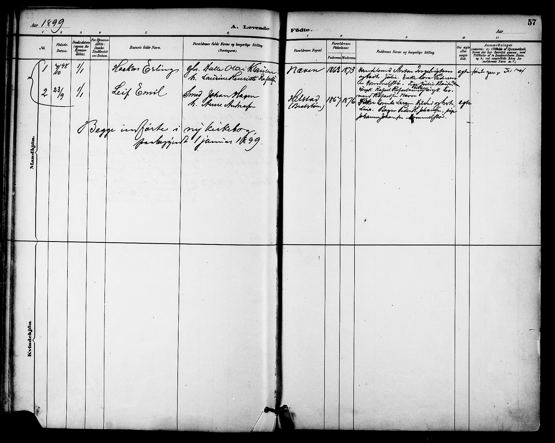 Ministerialprotokoller, klokkerbøker og fødselsregistre - Nordland, AV/SAT-A-1459/814/L0226: Parish register (official) no. 814A07, 1886-1898, p. 57