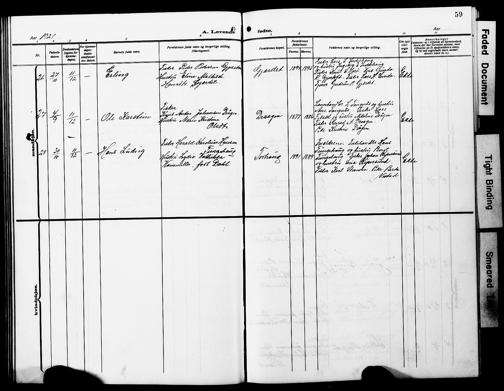 Ministerialprotokoller, klokkerbøker og fødselsregistre - Møre og Romsdal, SAT/A-1454/566/L0774: Parish register (copy) no. 566C03, 1910-1929, p. 59