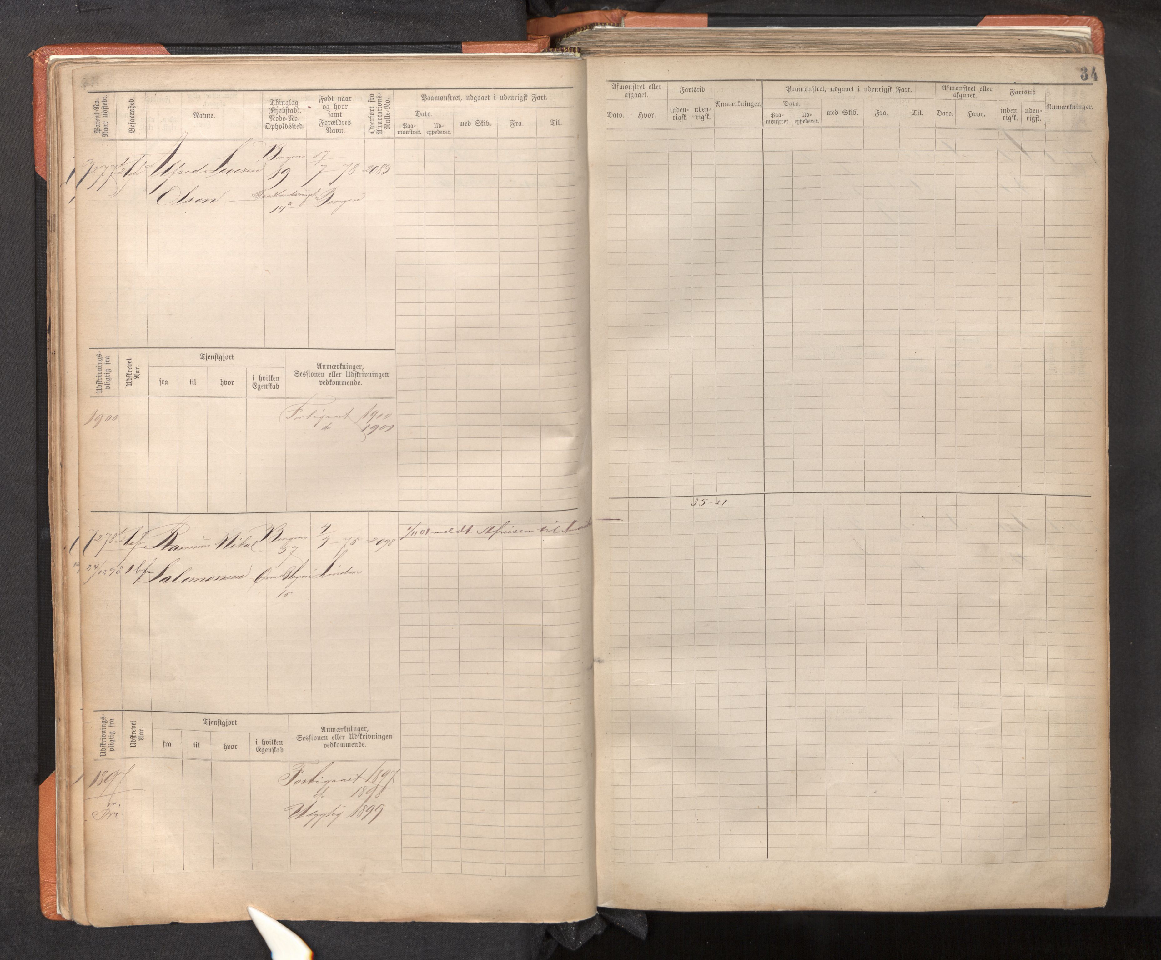 Innrulleringssjefen i Bergen, AV/SAB-A-100050/F/Fc/L0012: Sjøfartshovedrulle, nr. 7211 - 8168, 1895-1900, p. 34