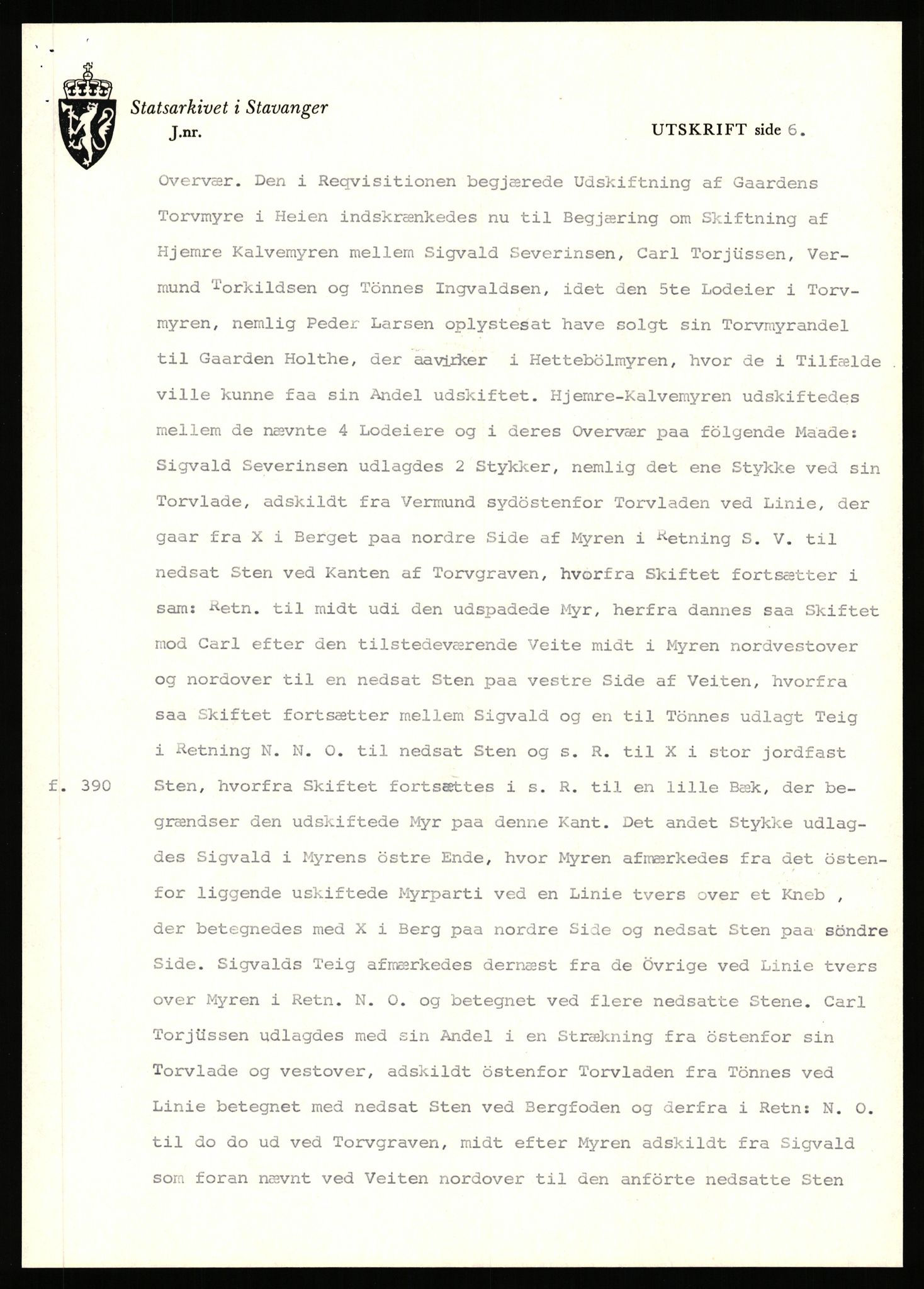 Statsarkivet i Stavanger, AV/SAST-A-101971/03/Y/Yj/L0040: Avskrifter sortert etter gårdnavn: Hovland i Egersun - Hustveit, 1750-1930, p. 331