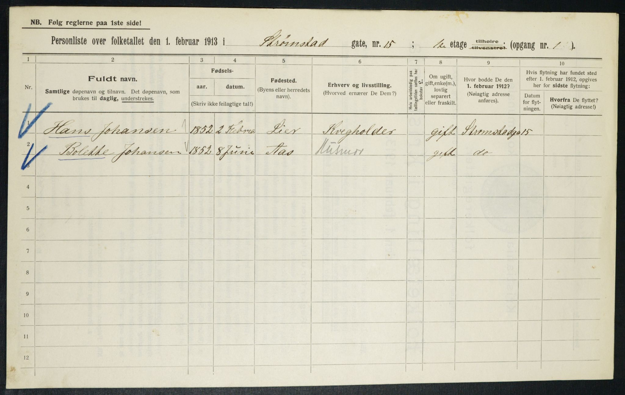 OBA, Municipal Census 1913 for Kristiania, 1913, p. 104026