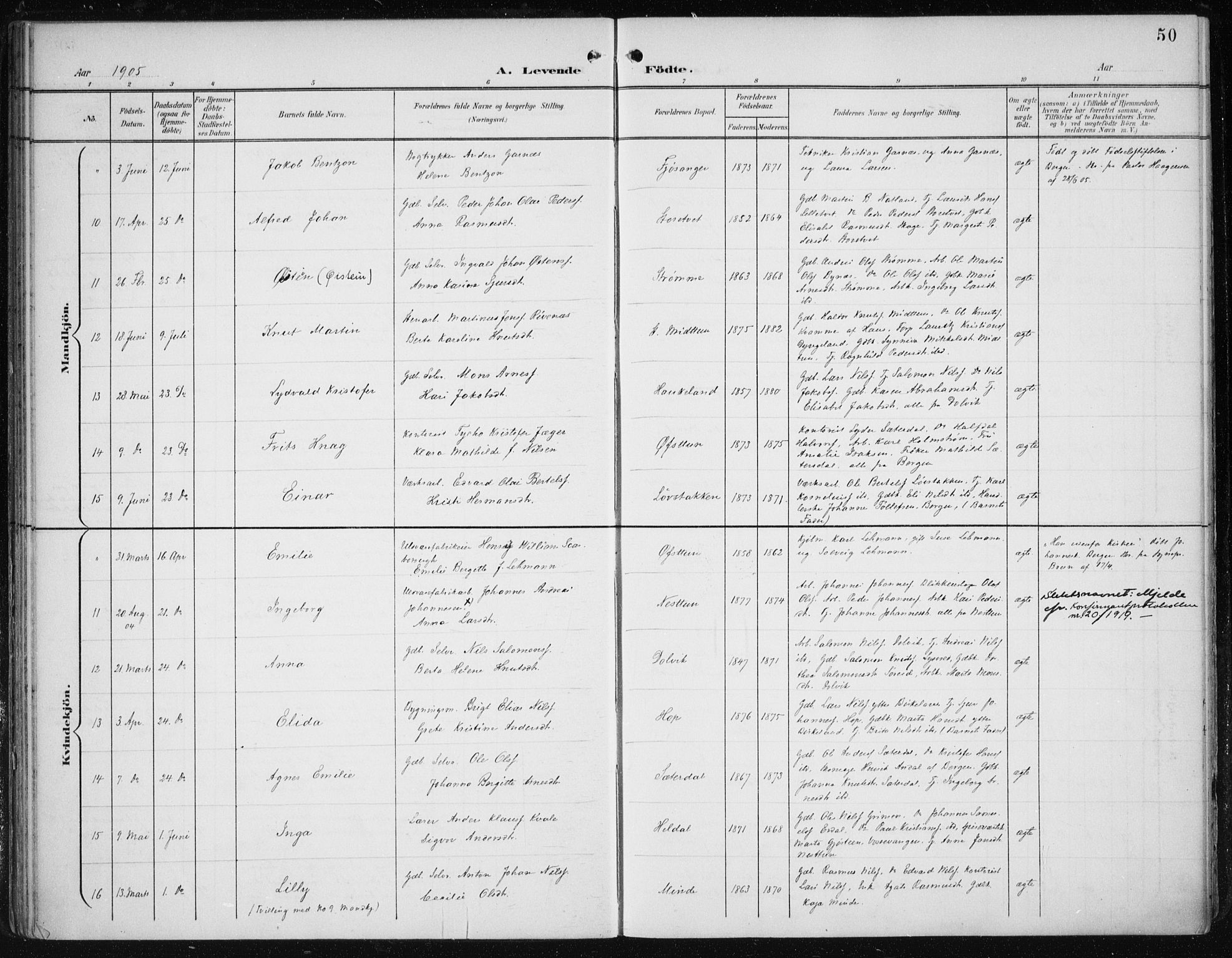 Fana Sokneprestembete, SAB/A-75101/H/Haa/Haai/L0003: Parish register (official) no. I 3, 1900-1912, p. 50