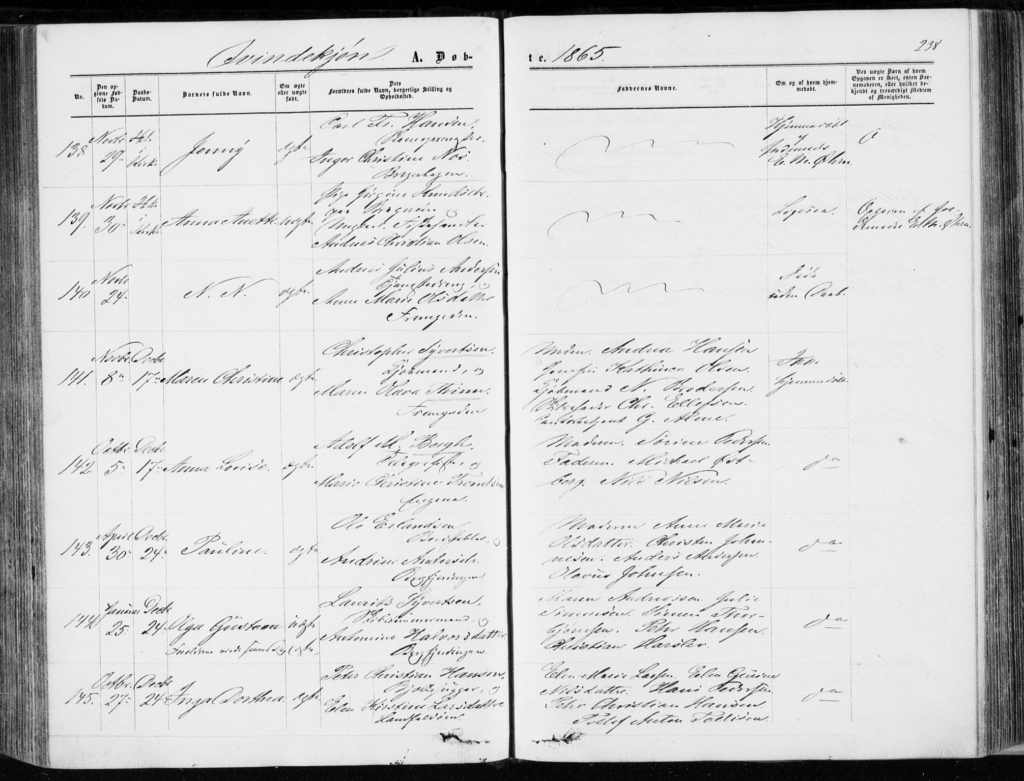 Bragernes kirkebøker, SAKO/A-6/F/Fb/L0003: Parish register (official) no. II 3, 1860-1868, p. 238