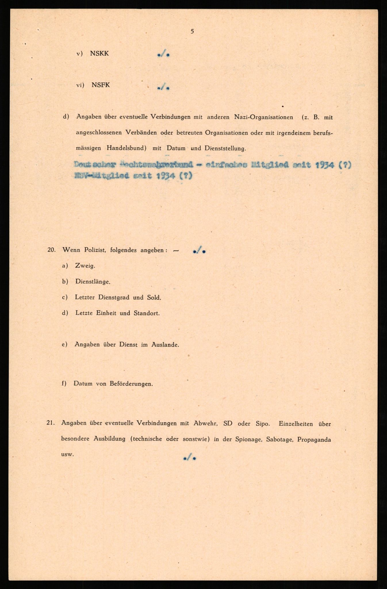 Forsvaret, Forsvarets overkommando II, AV/RA-RAFA-3915/D/Db/L0025: CI Questionaires. Tyske okkupasjonsstyrker i Norge. Tyskere., 1945-1946, p. 341