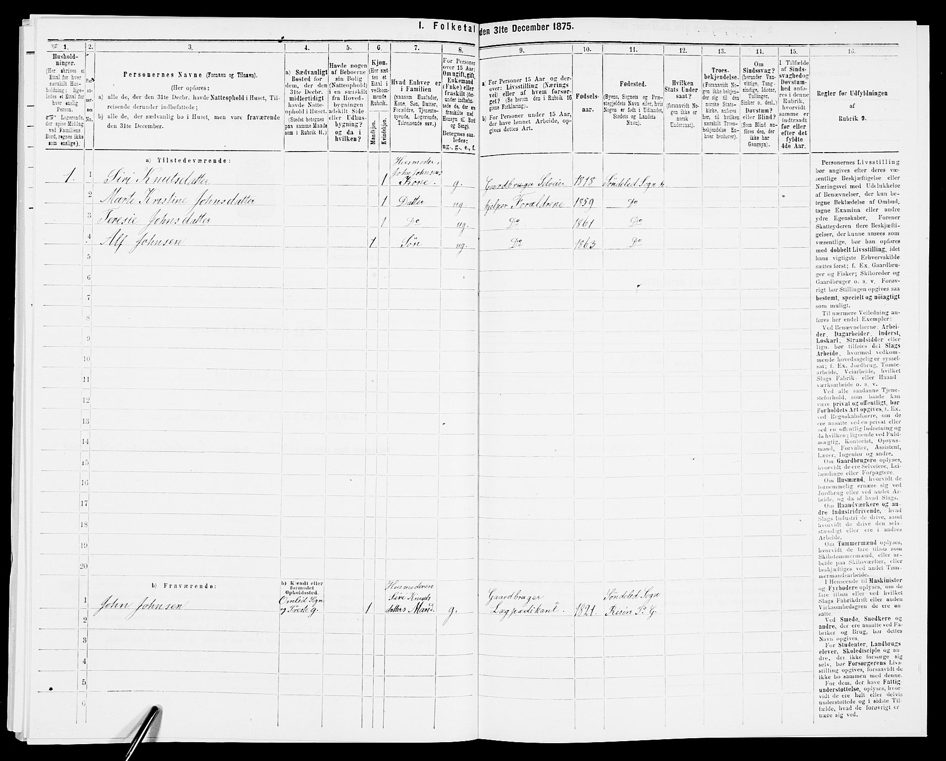 SAK, 1875 census for 0913L Risør/Søndeled, 1875, p. 209