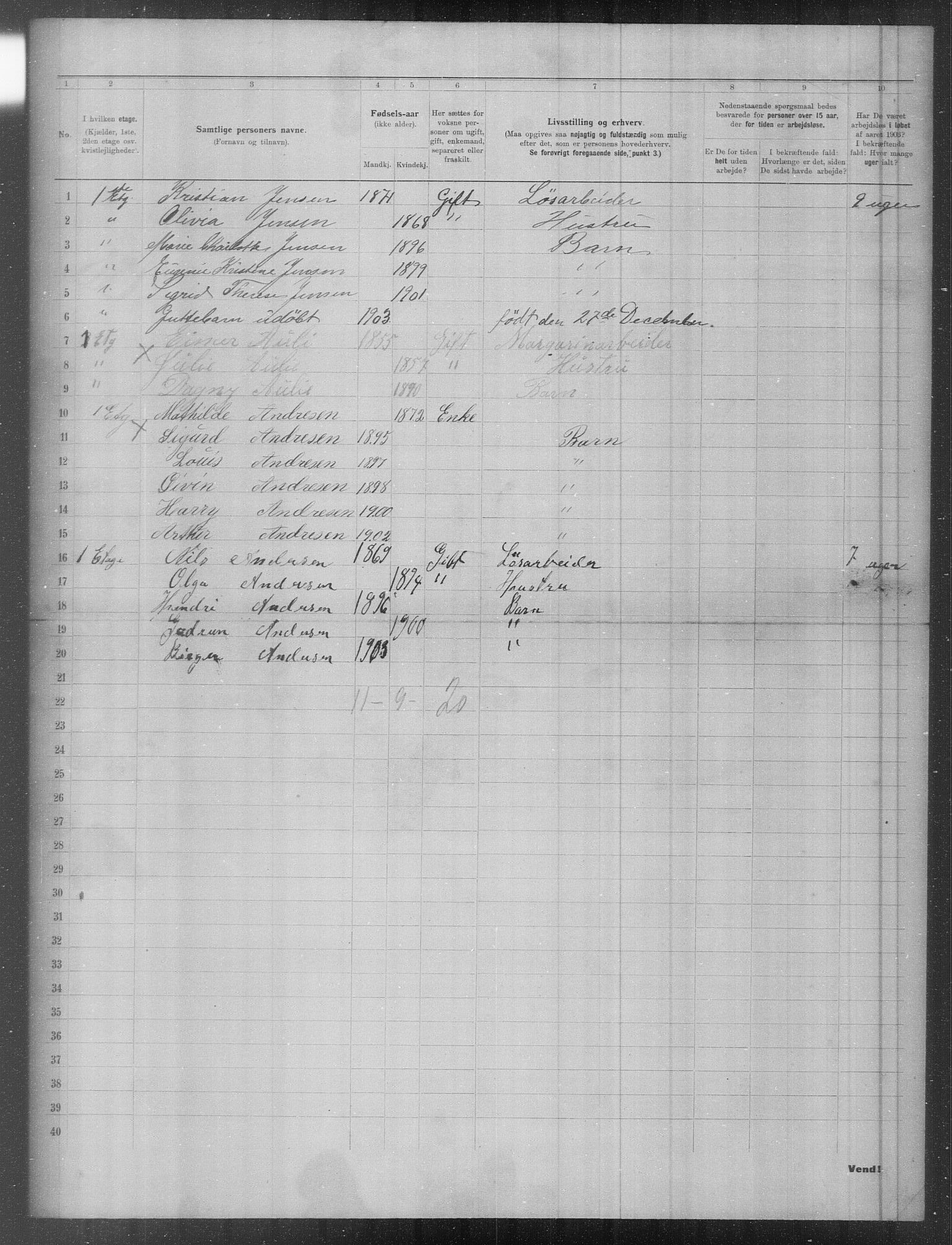 OBA, Municipal Census 1903 for Kristiania, 1903, p. 8307