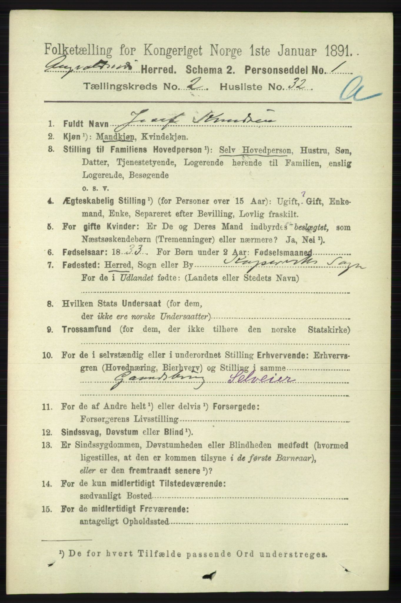 RA, 1891 census for 1147 Avaldsnes, 1891, p. 987