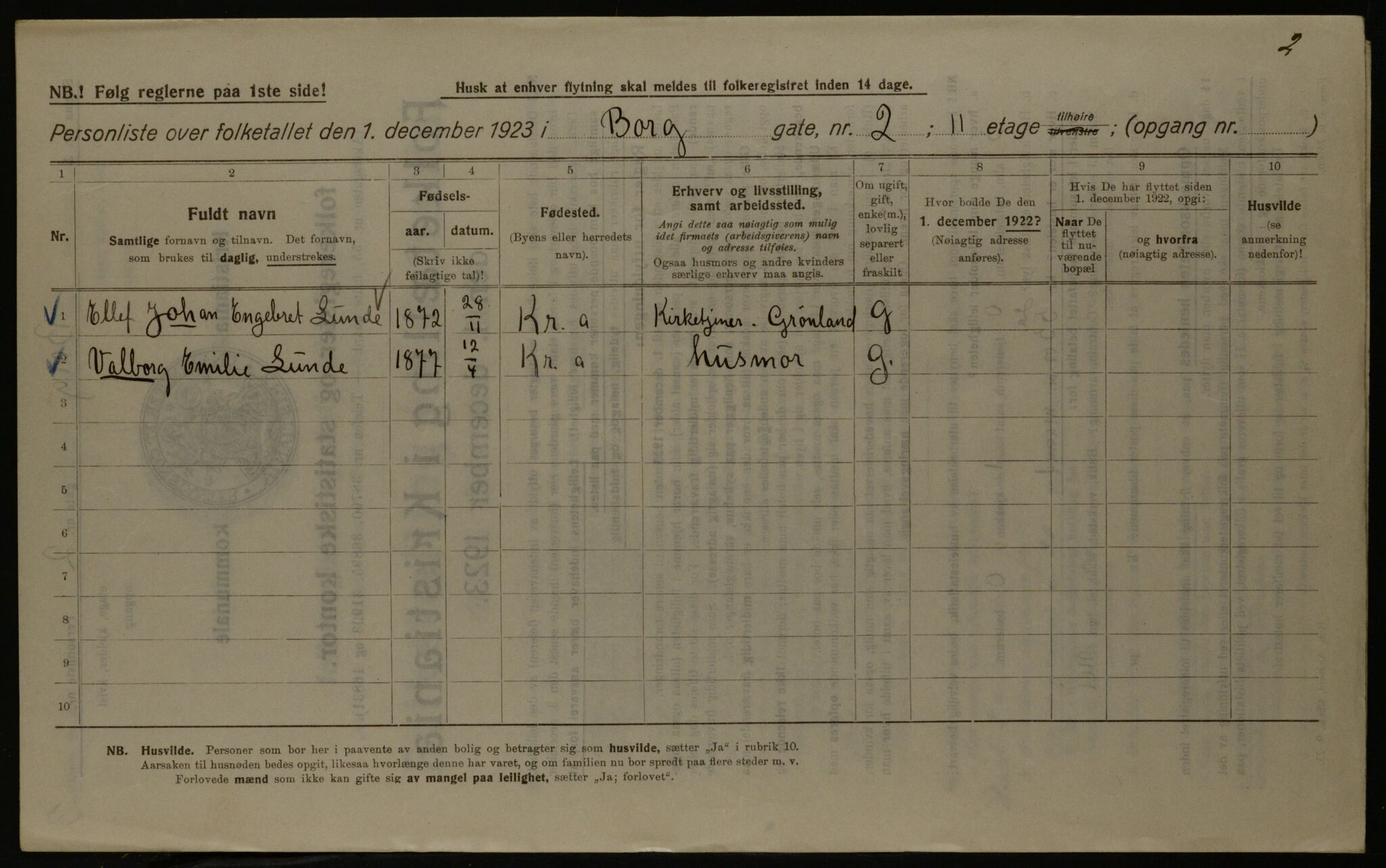 OBA, Municipal Census 1923 for Kristiania, 1923, p. 8789