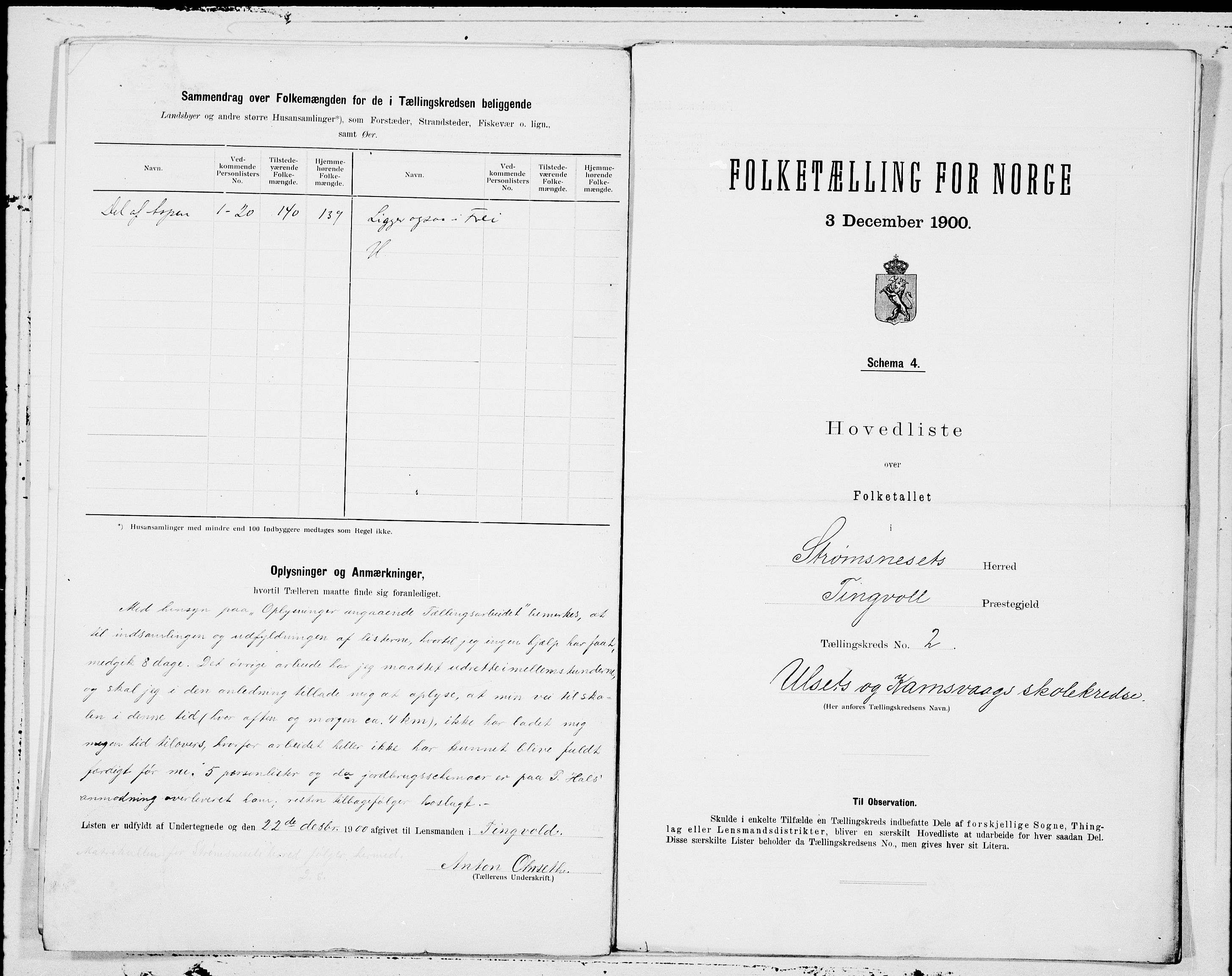 SAT, 1900 census for Straumsnes, 1900, p. 4