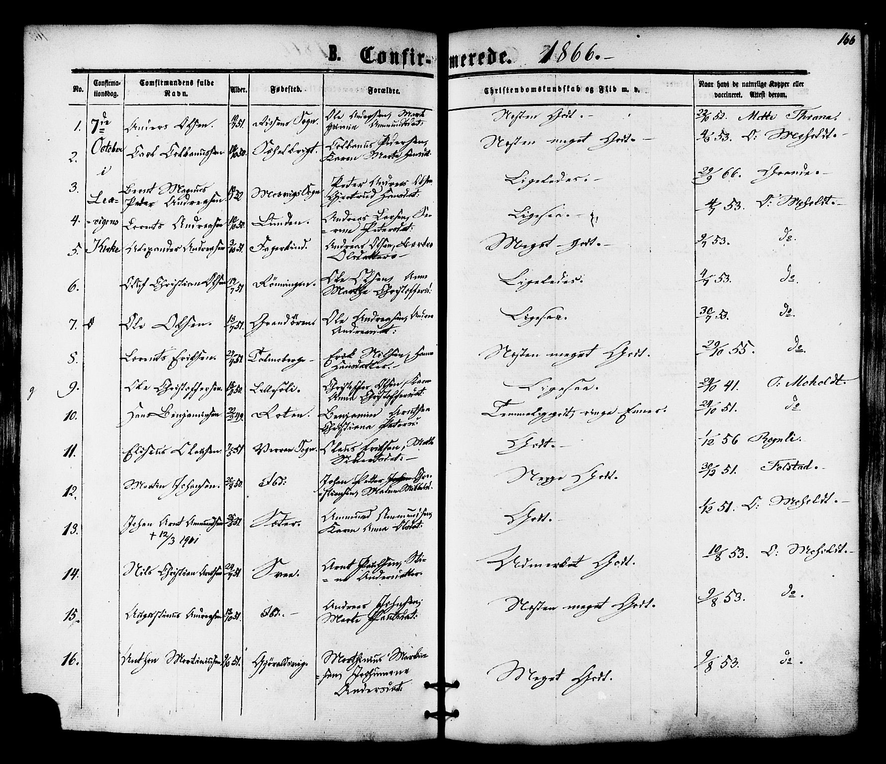 Ministerialprotokoller, klokkerbøker og fødselsregistre - Nord-Trøndelag, AV/SAT-A-1458/701/L0009: Parish register (official) no. 701A09 /1, 1864-1882, p. 166